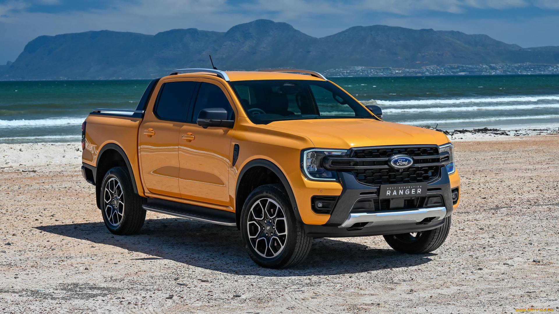 автомобили, ford, ranger, wildtrak, 2022, форд, желтый, пикап, побережье