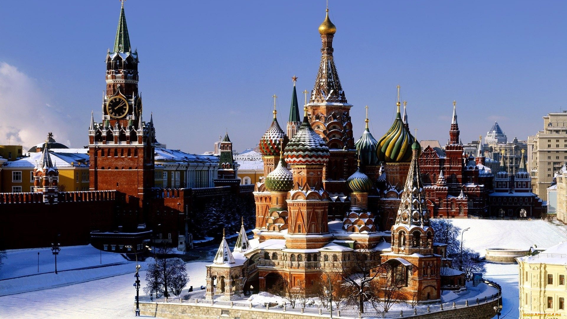 города, москва, , россия, кремль, храм, снег
