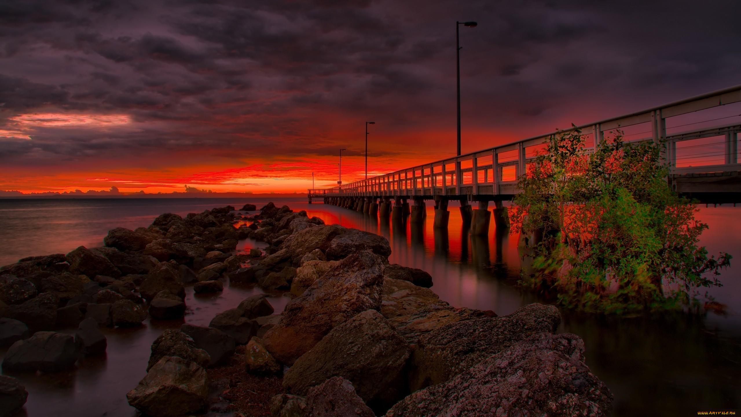 мост на красном закате бесплатно