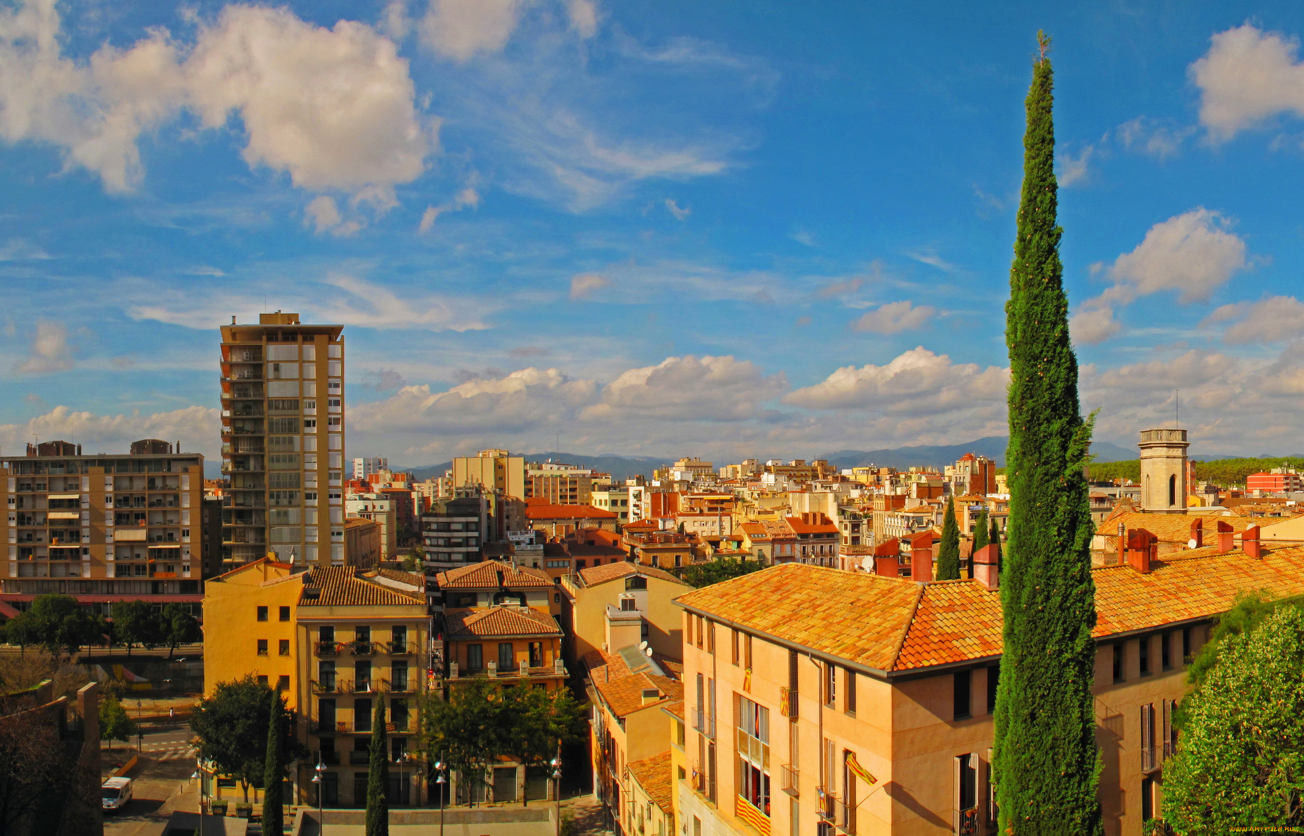 испания, каталония, girona, города, -, здания, , дома, испания, каталония, girona, дома, панорама