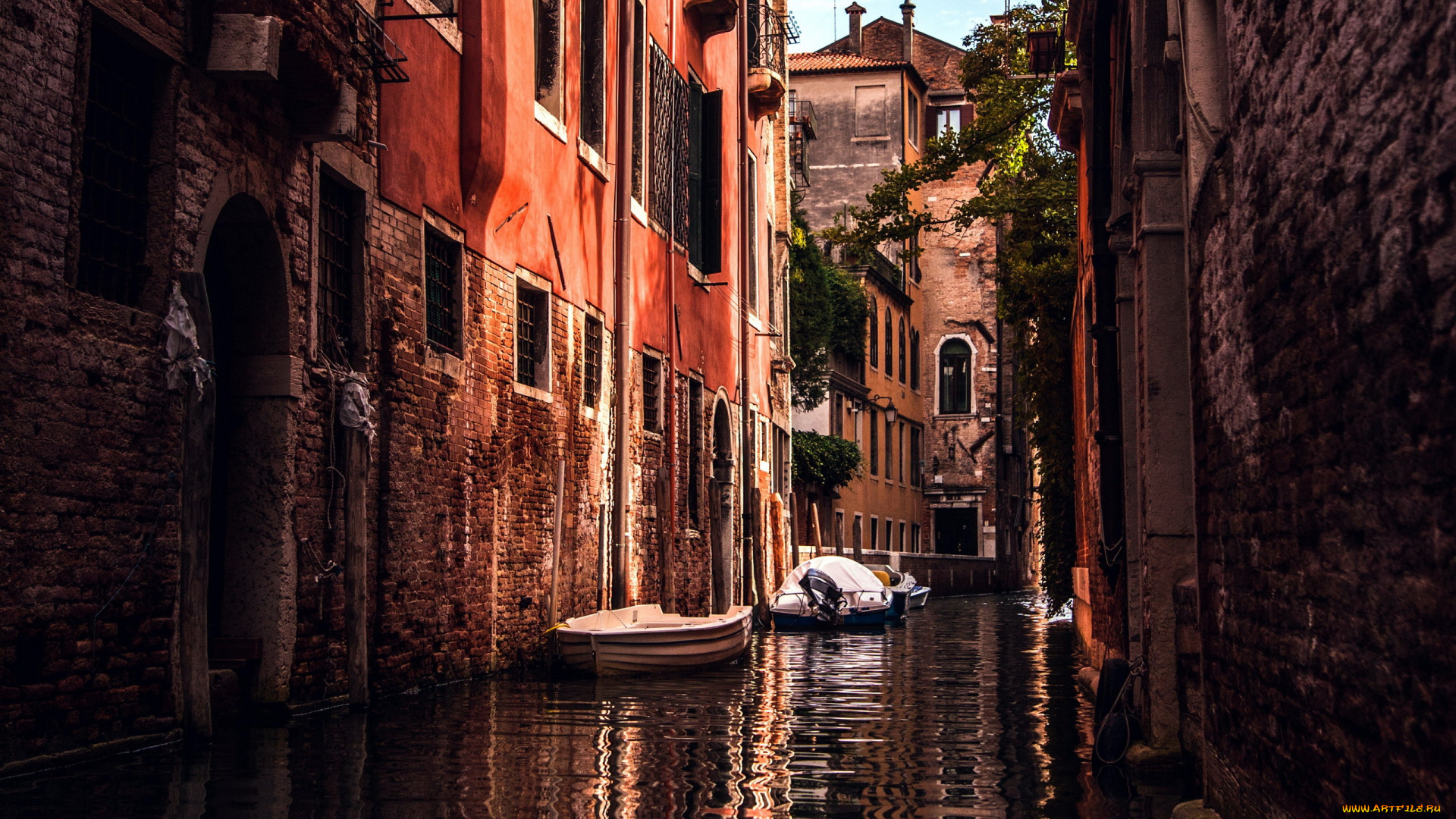 города, венеция, , италия, канал, лодки, дома