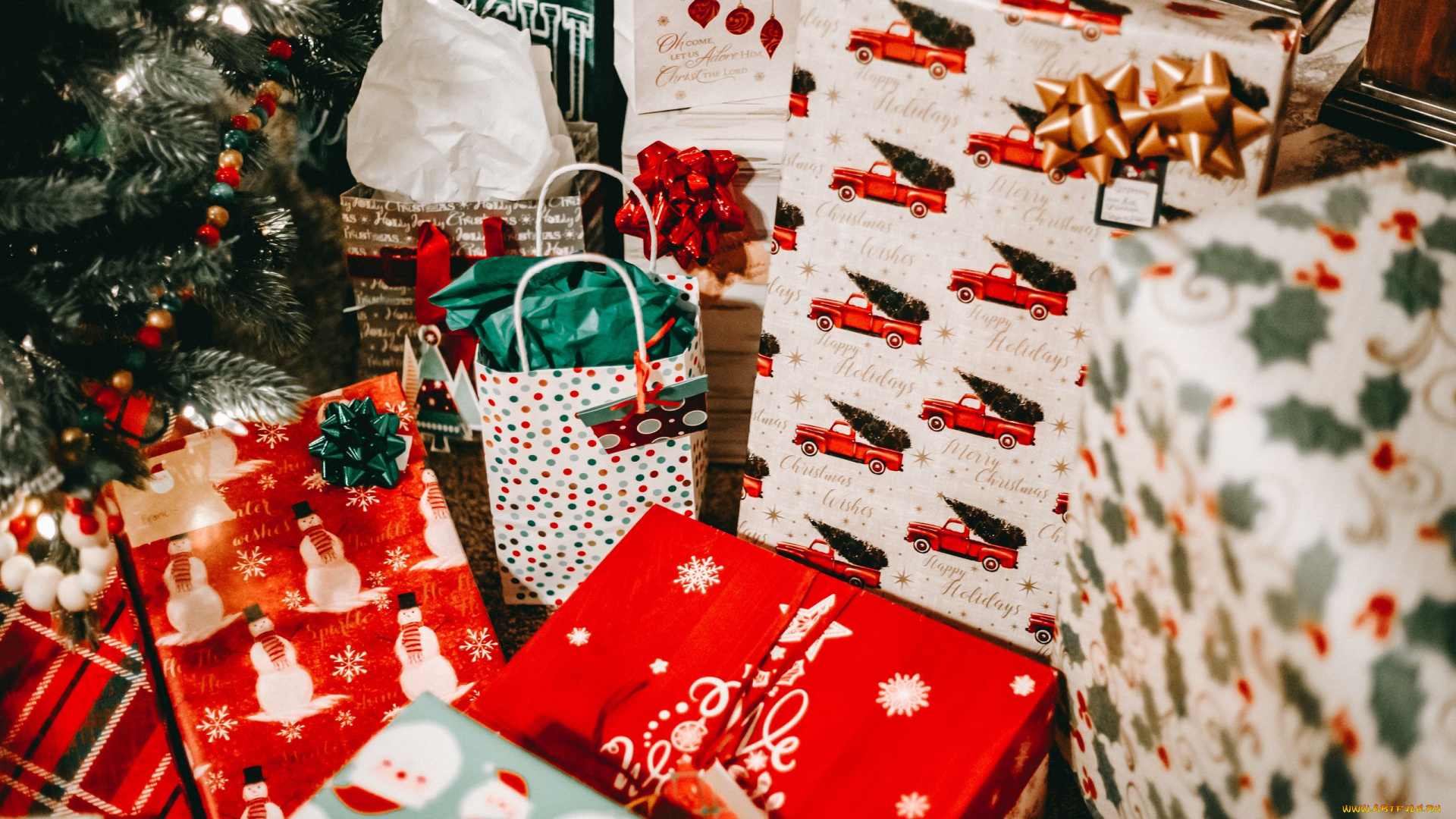 праздничные, подарки, и, коробочки, елка, подарки, коробки, праздник