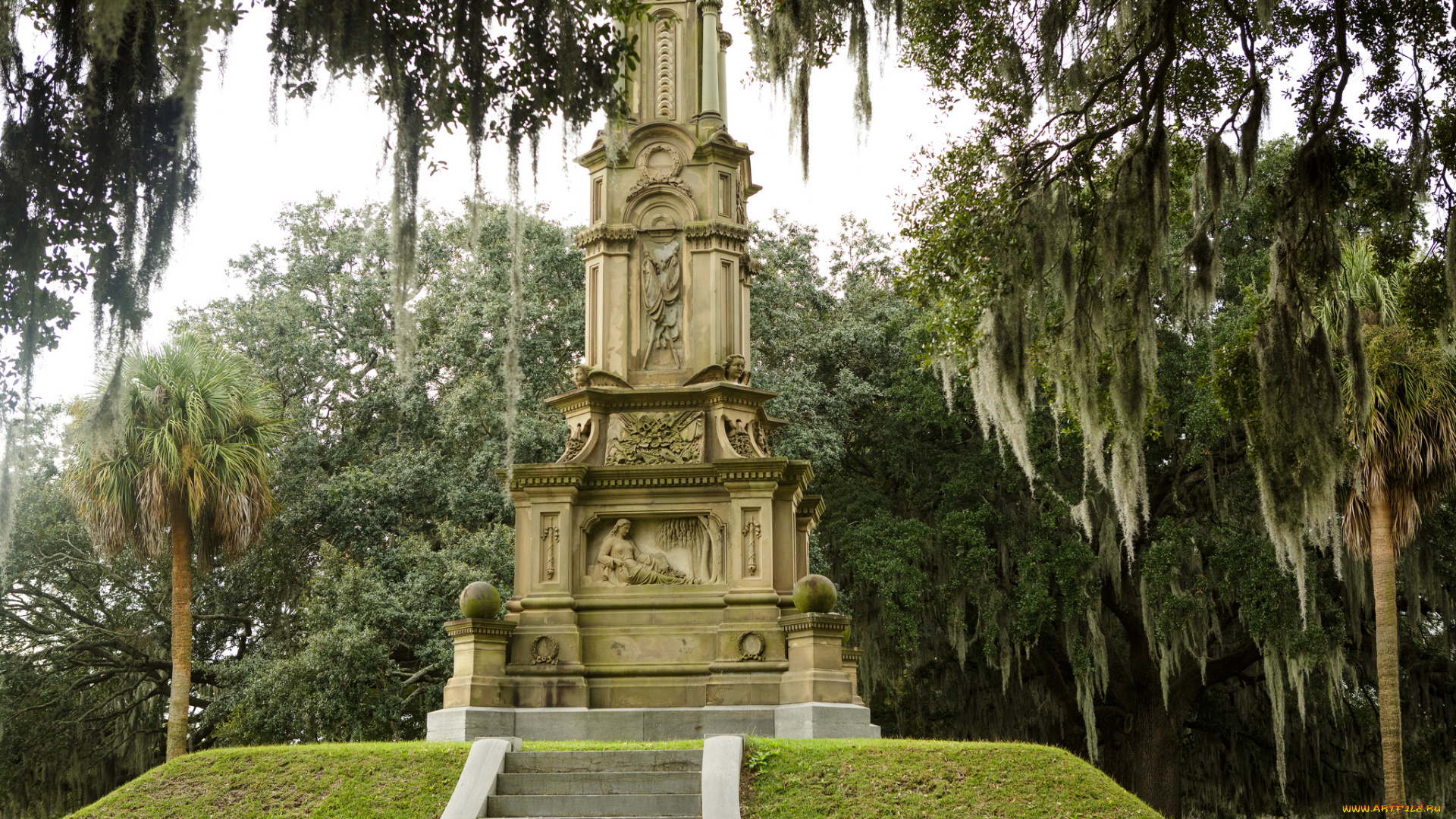 forsyth, park, -, savannah, , georgia, города, -, памятники, , скульптуры, , арт-объекты, памятник, ступеньки, парк