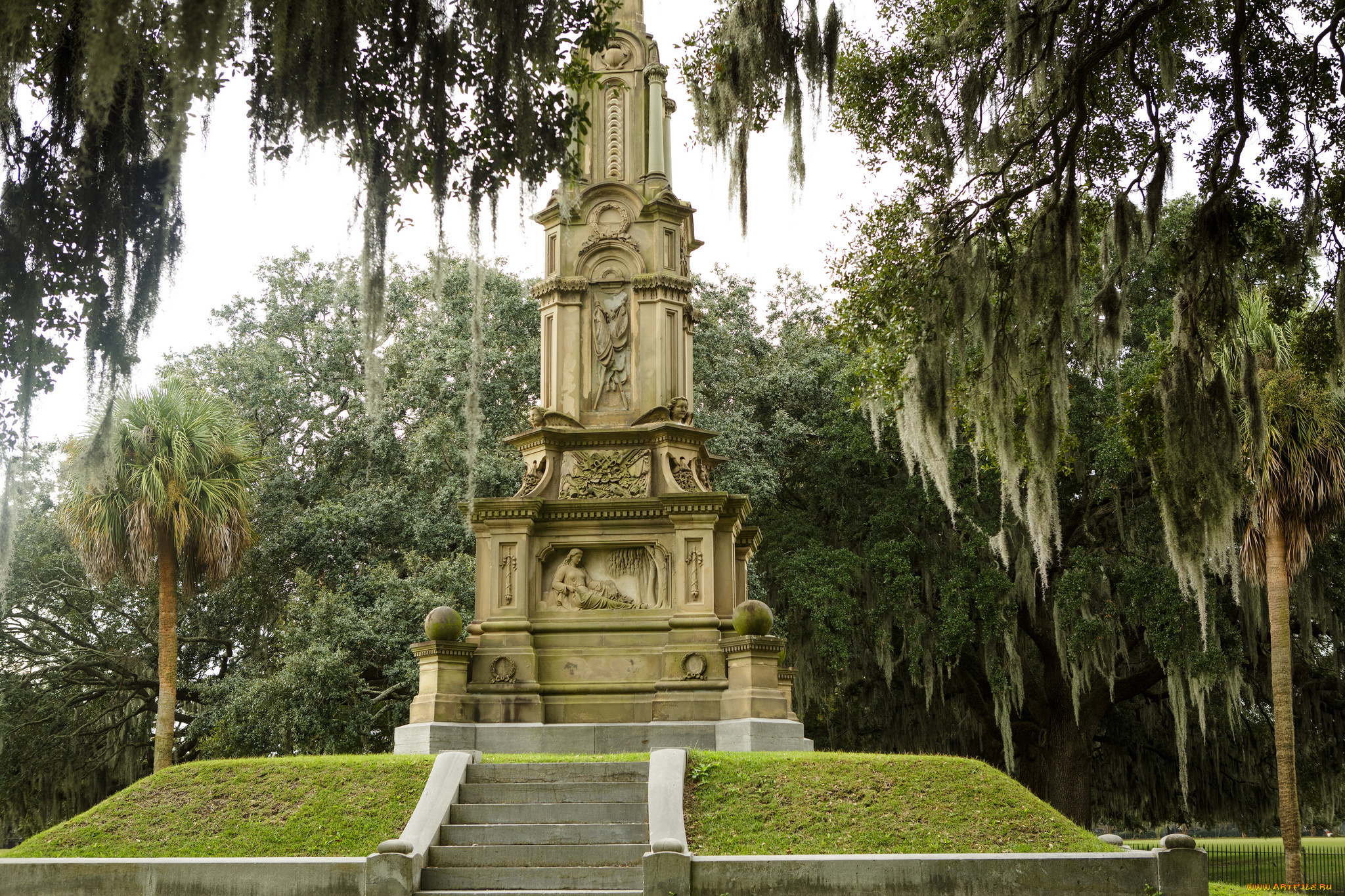 forsyth, park, -, savannah, , georgia, города, -, памятники, , скульптуры, , арт-объекты, памятник, ступеньки, парк