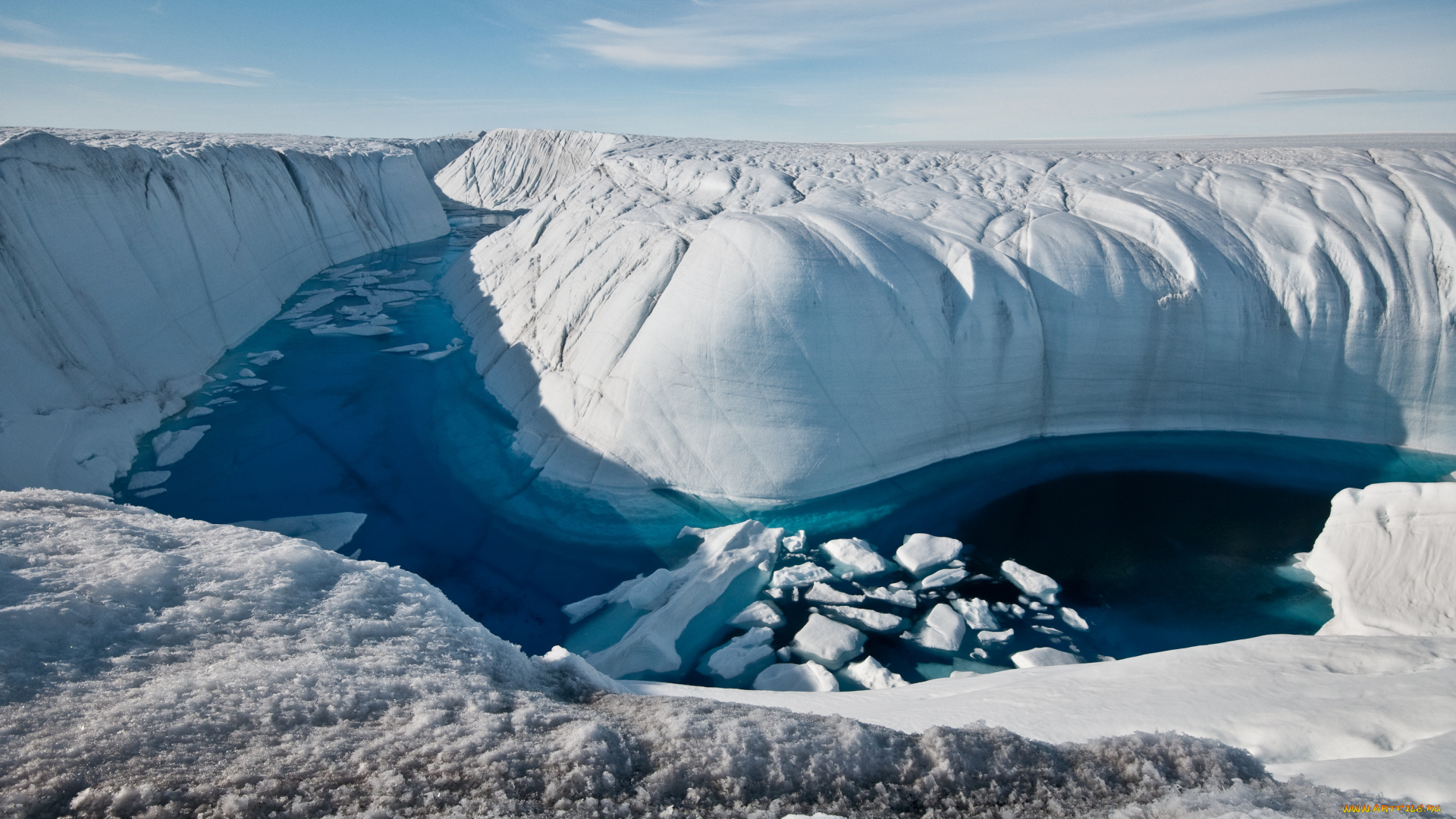 природа, айсберги, и, ледники, гренландия, ледник, лед