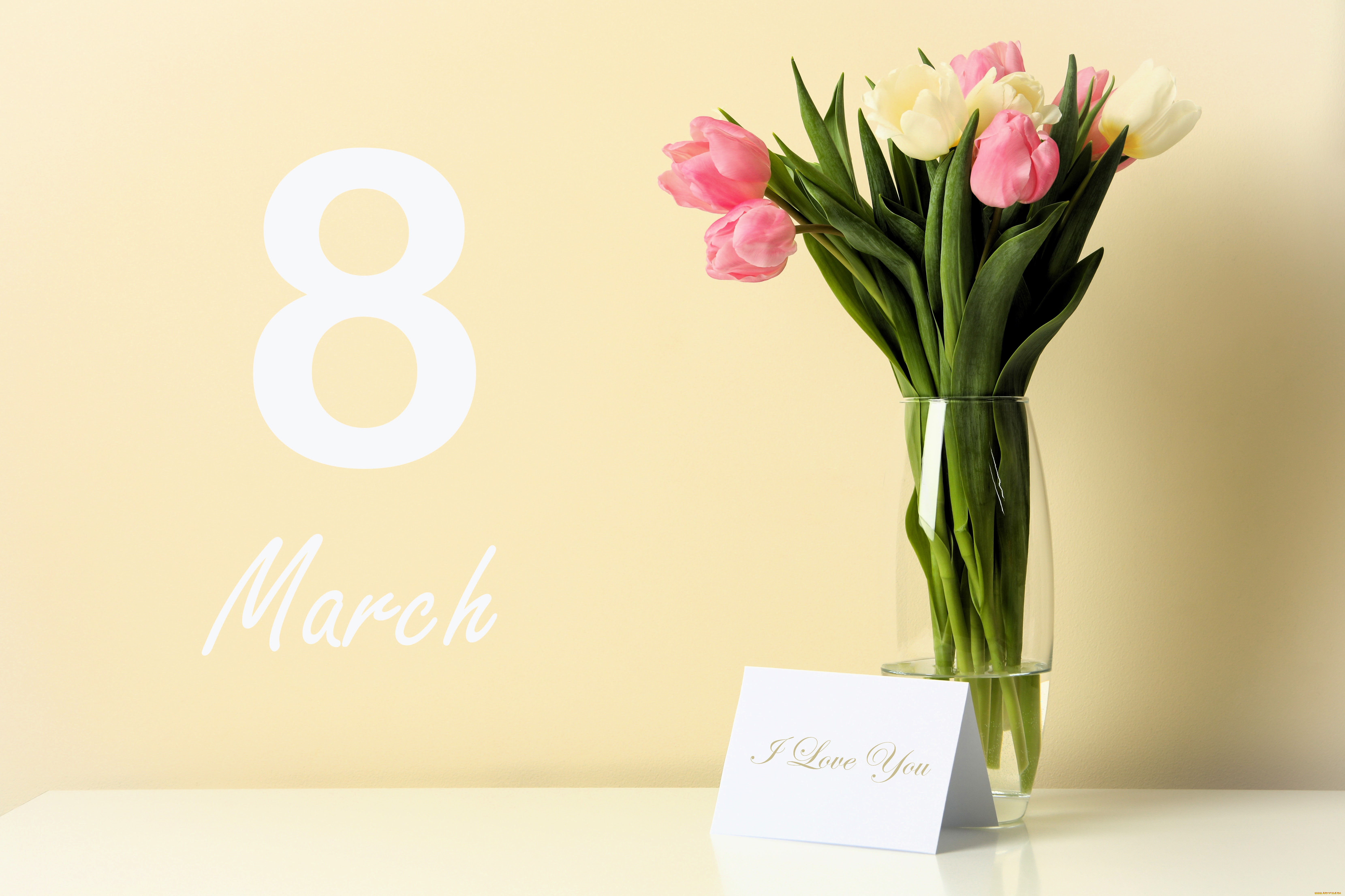 праздничные, международный, женский, день, -, 8, марта, тюльпаны, ваза, открытка