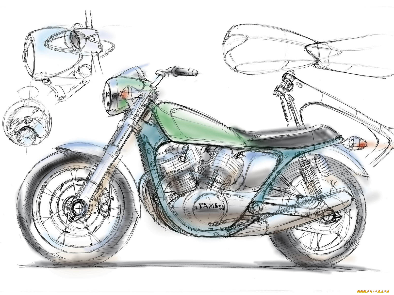 мотоциклы, рисованные