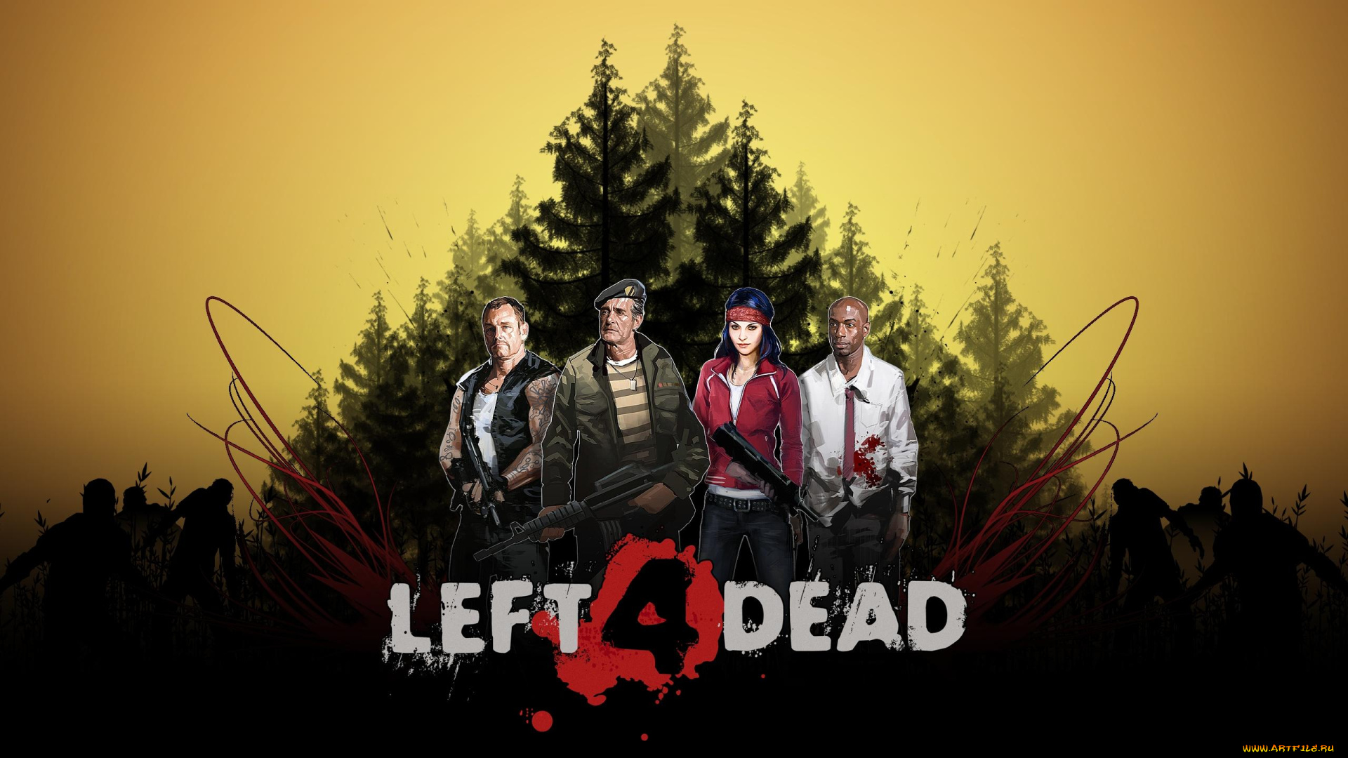 left, dead, видео, игры, герои, зомби, лес