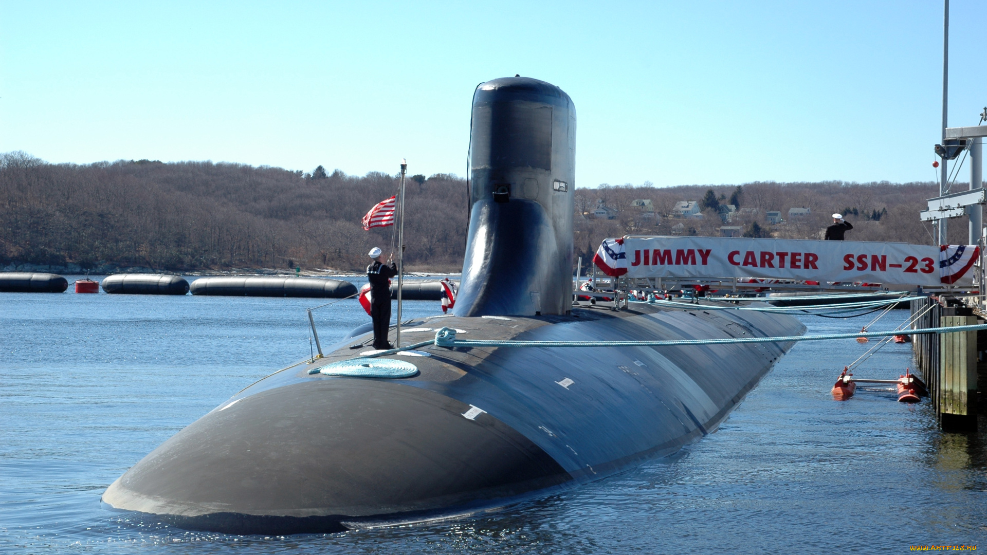 uss, jimmy, carter, корабли, подводные, лодки, причал, порт, сша, флаг, субмарина