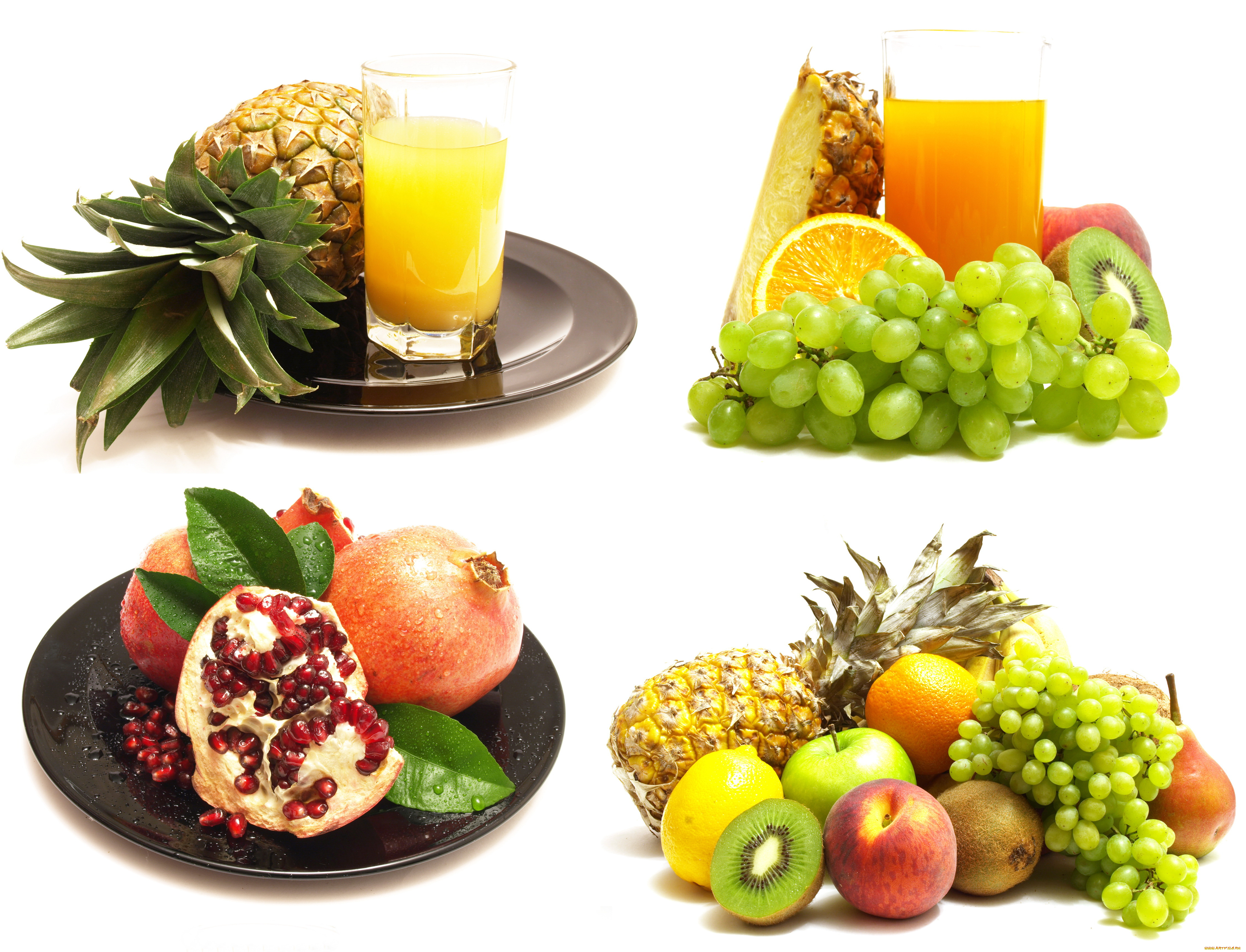 еда, фрукты, ягоды, виноград, ананас, сок