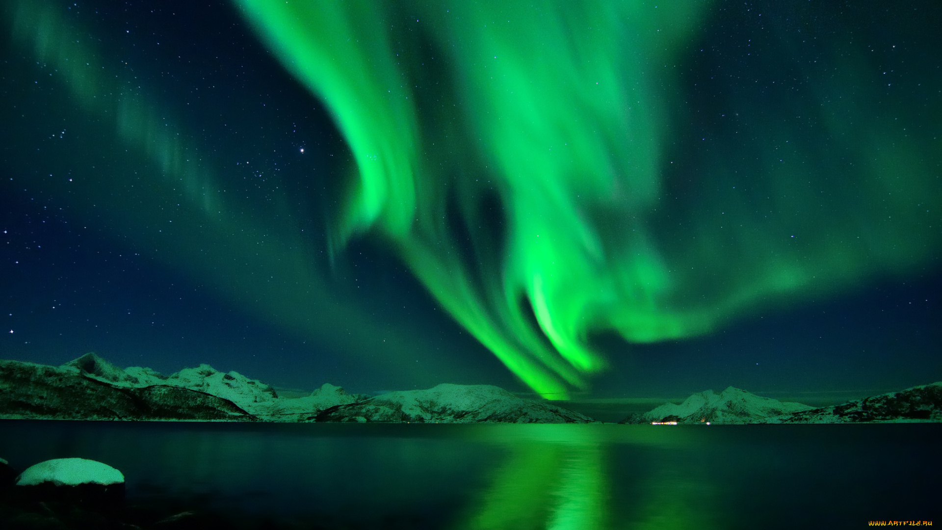 природа, северное, сияние, северное, сияние, звезды, ночь, снег, исландия
