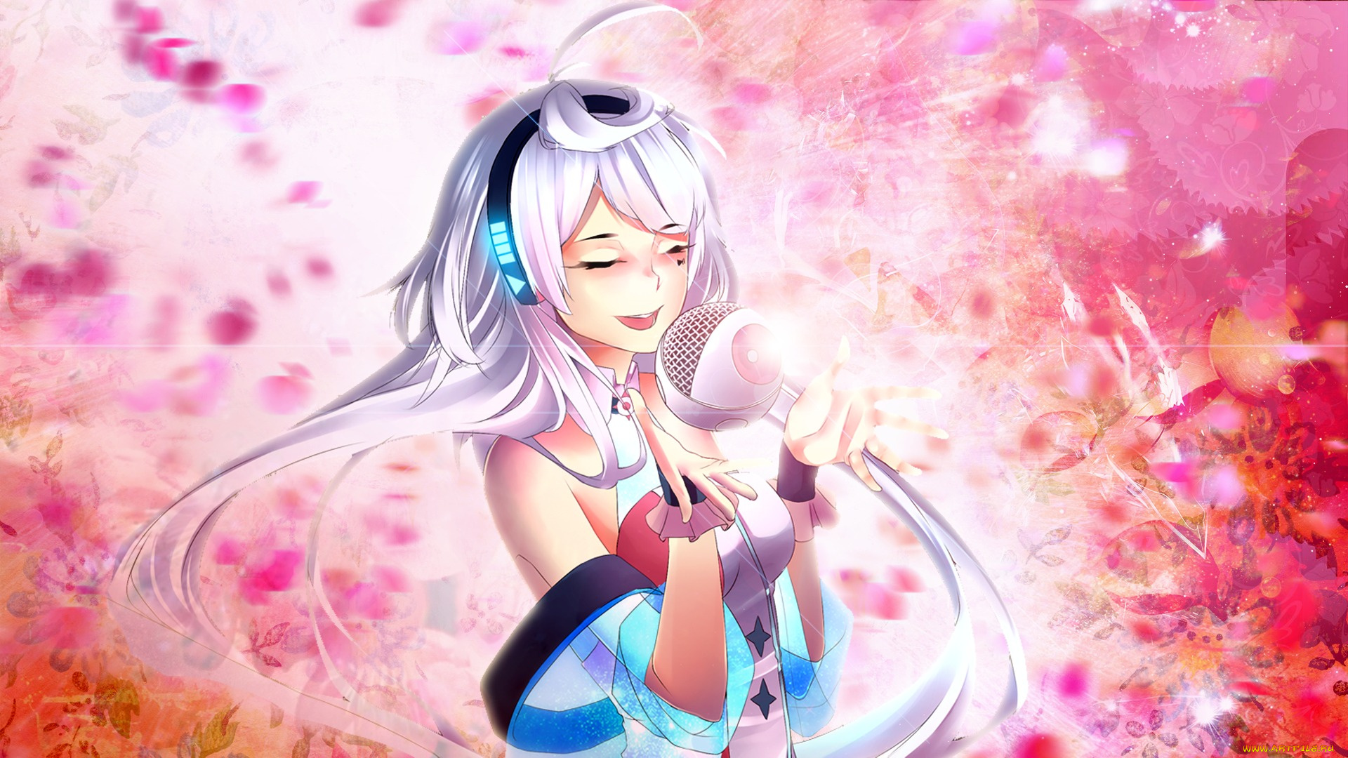 vocaloid, аниме, maika, девушка, микрофон