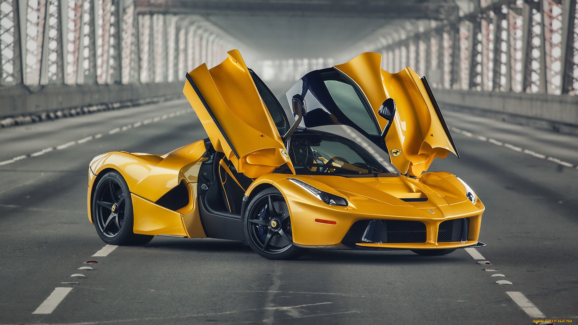 ferrari, laferrari, автомобили, ferrari, мост, спорткар