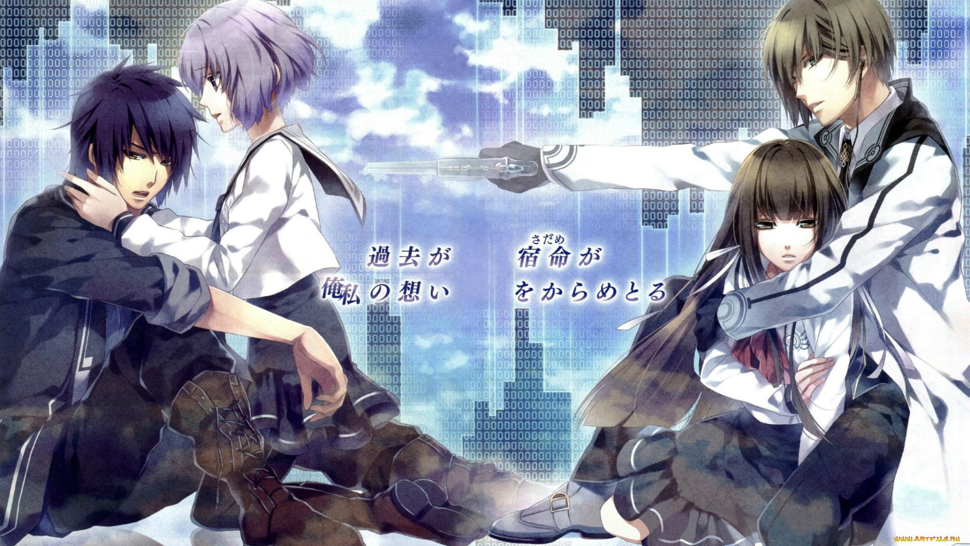 аниме, norn9, пистолет, пары