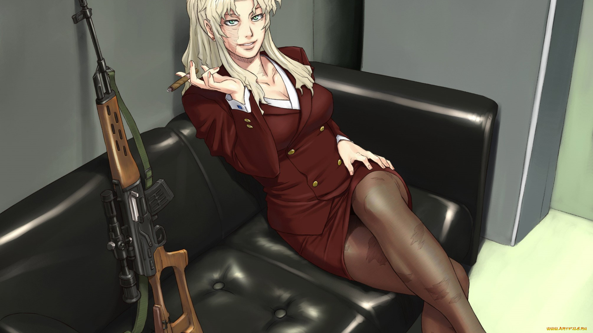 аниме, black, lagoon, balalaika-azasuke, sniper, anime, manga, girl, scar, woman, japanese, asian, black, lagoon, dragunov