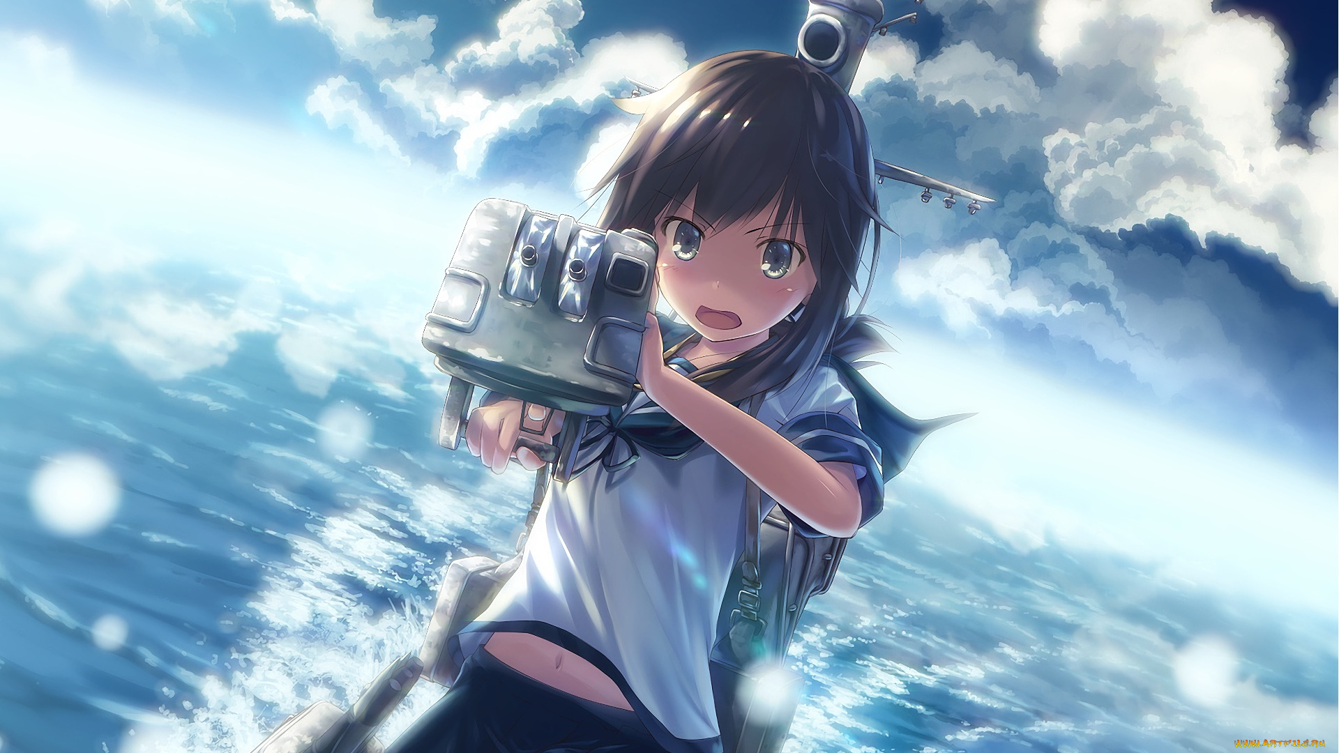 аниме, kantai, collection, девушка, фон, взгляд