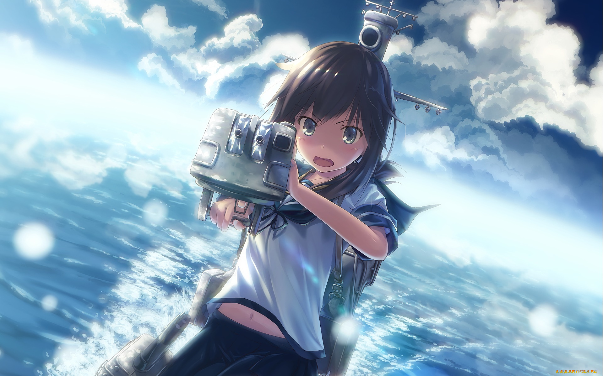 аниме, kantai, collection, девушка, фон, взгляд