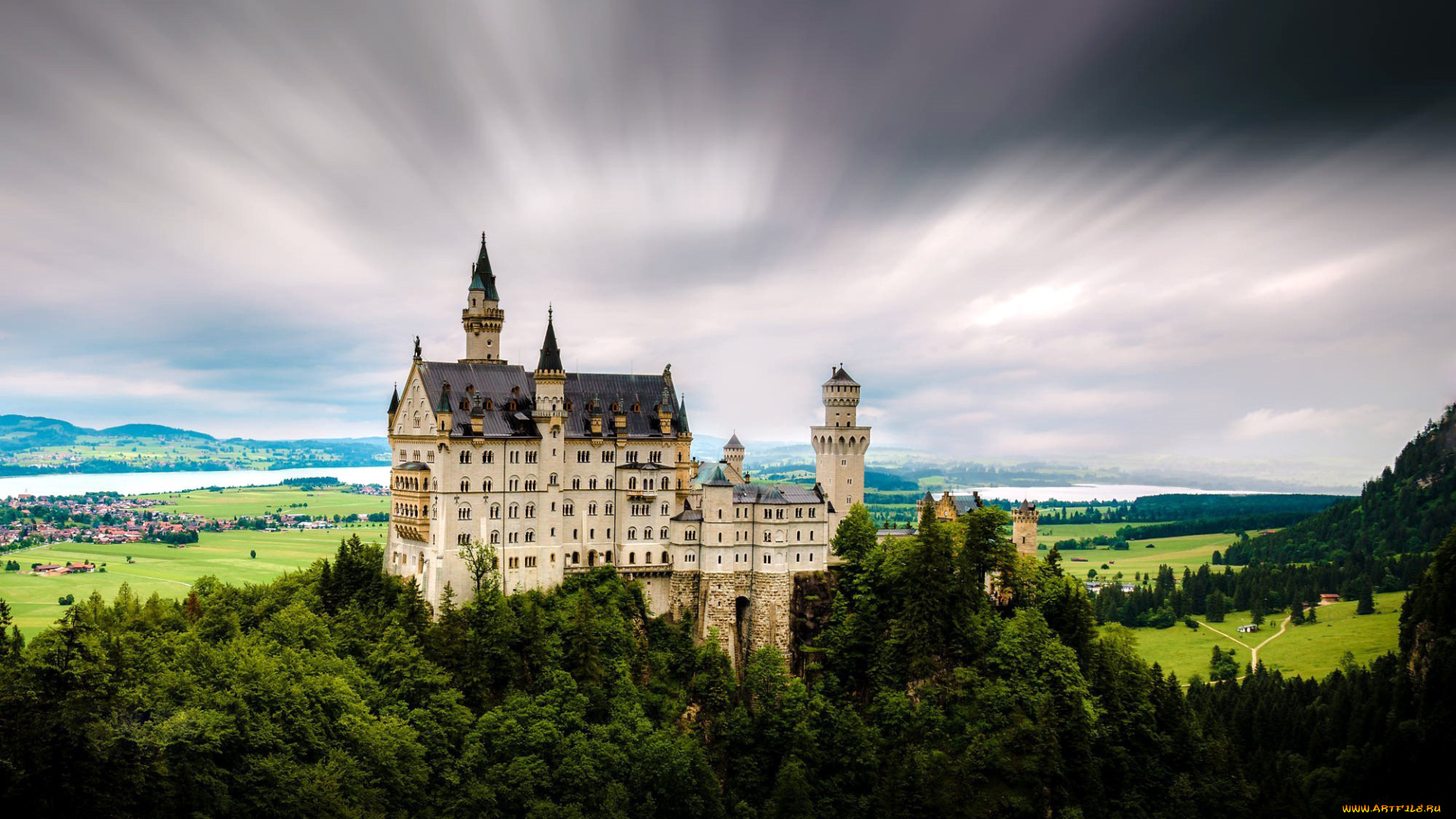 города, замок, нойшванштайн, , германия, castle, neuschwanstein