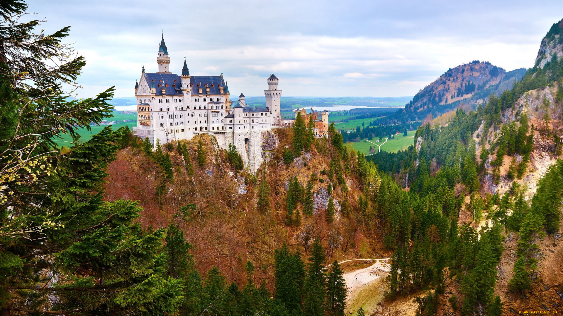 города, замок, нойшванштайн, , германия, castle, neuschwanstein