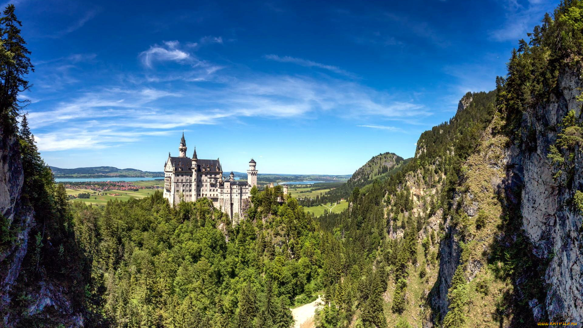 города, замок, нойшванштайн, , германия, castle, neuschwanstein