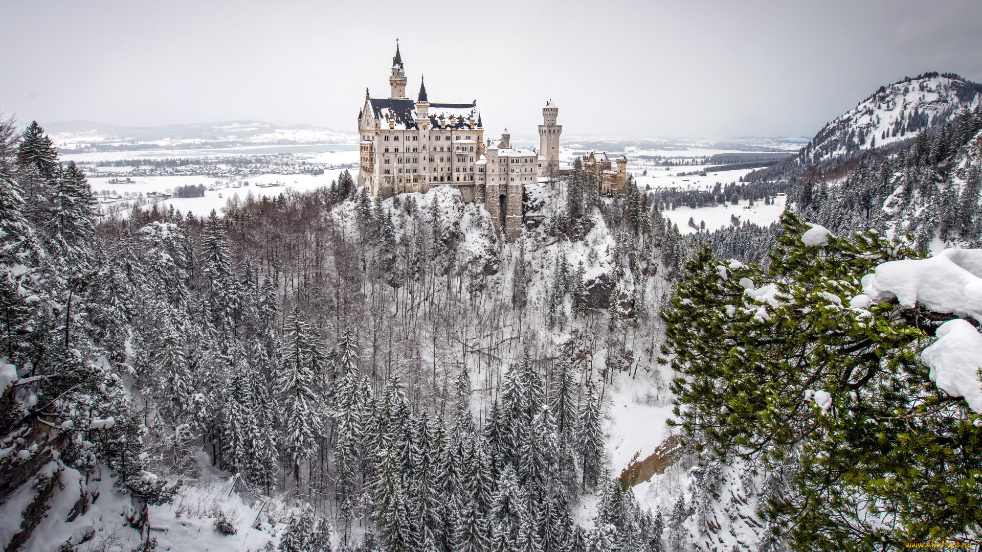 города, замок, нойшванштайн, , германия, castle, neuschwanstein