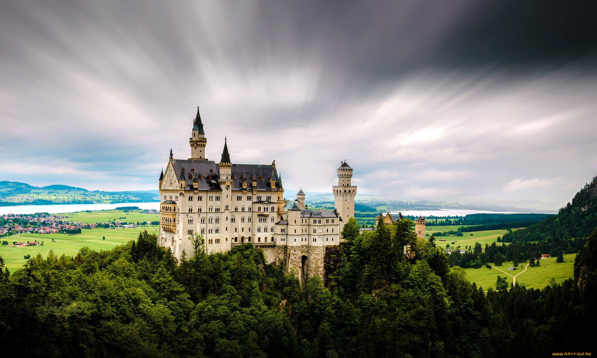 города, замок, нойшванштайн, , германия, castle, neuschwanstein