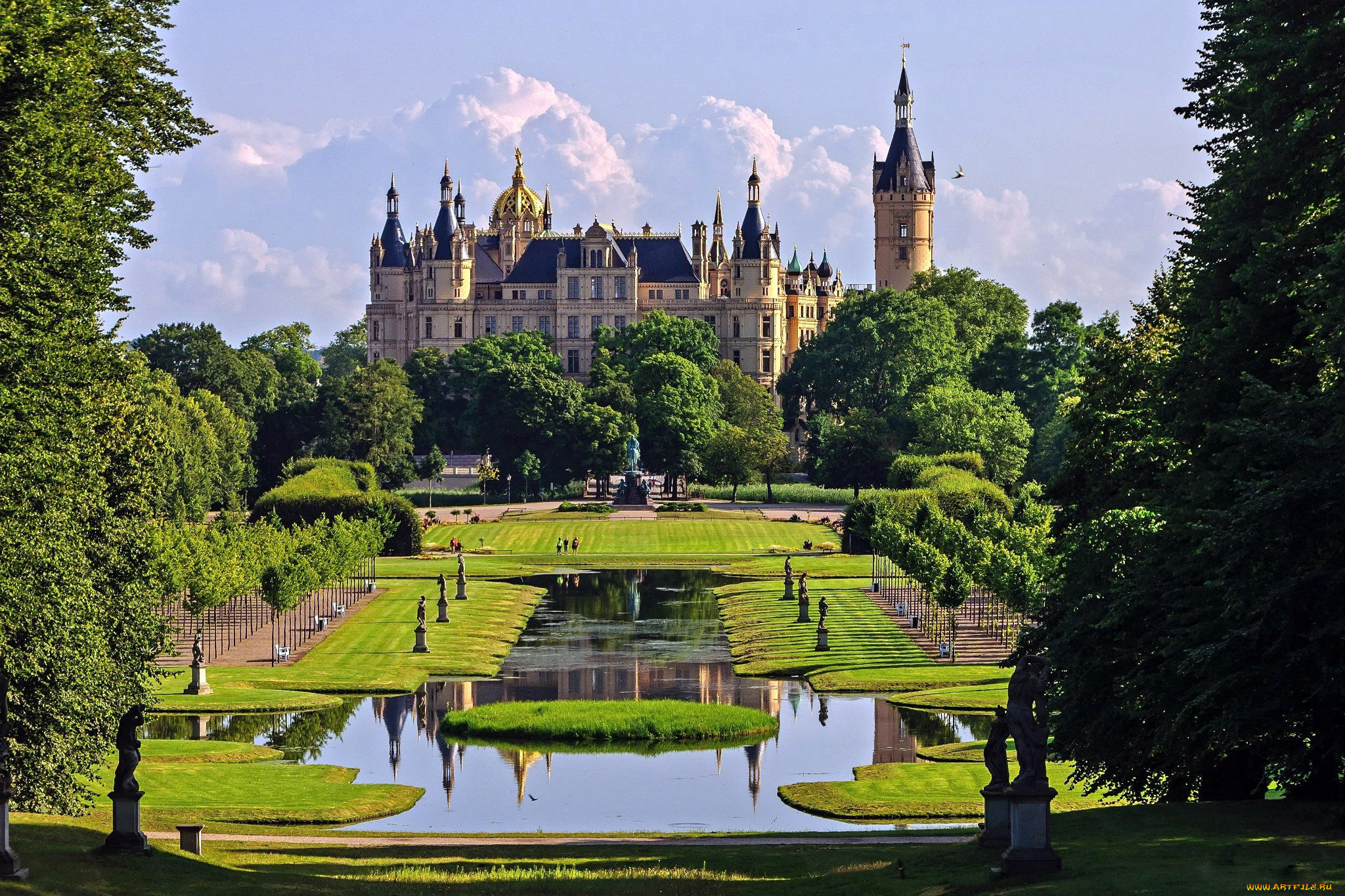 города, замок, шверин, , германия, castle, schwerin