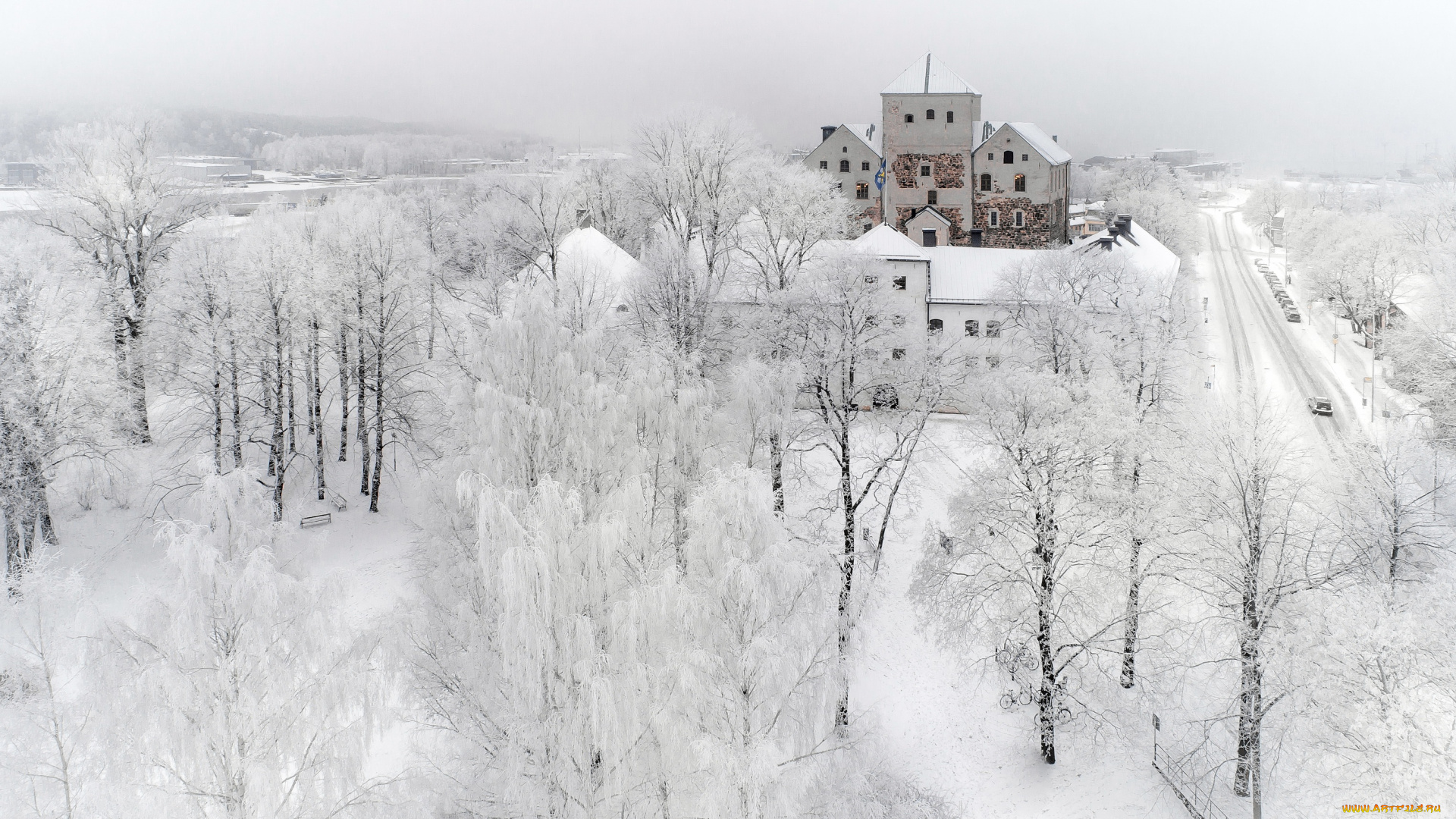 города, -, пейзажи, город, снег, зима, turku