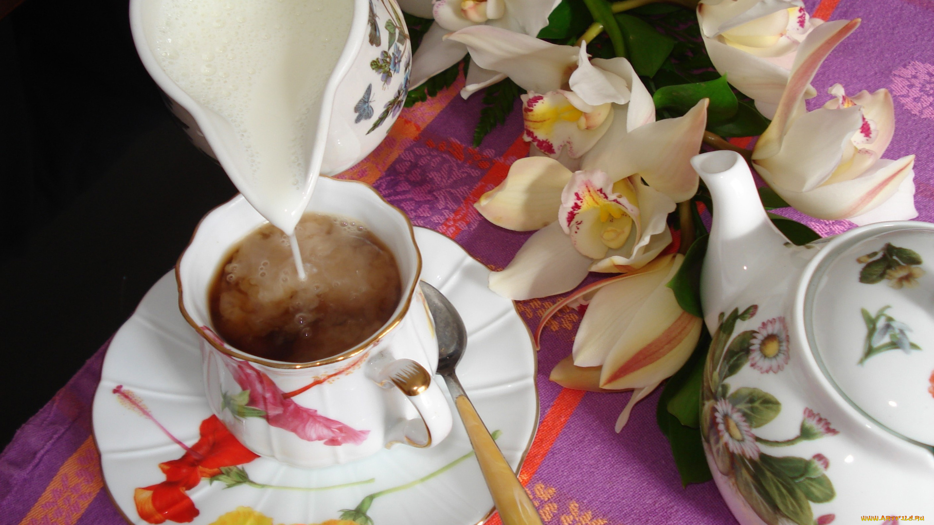 еда, напитки, Чай, чай, орхидея, молоко