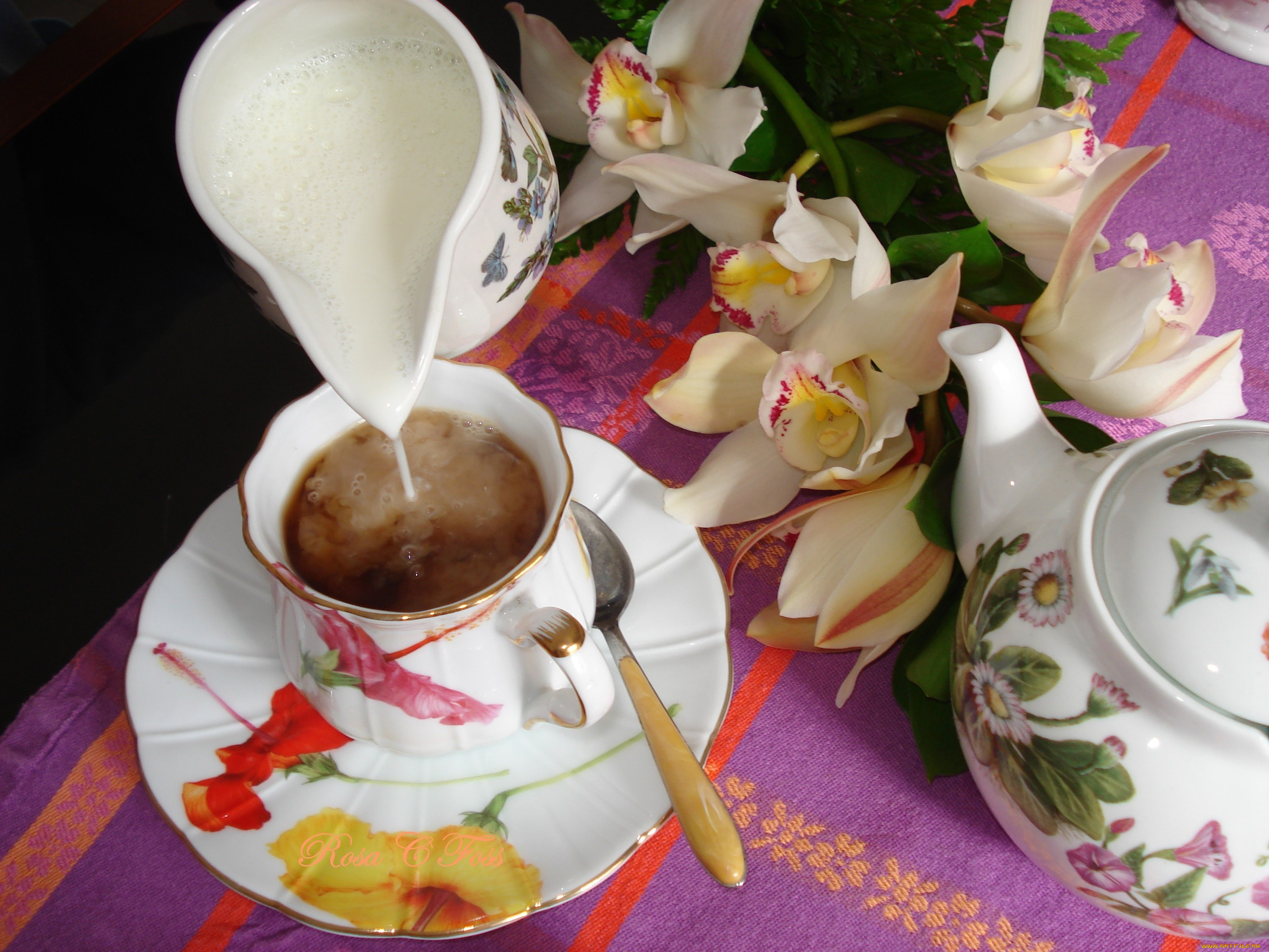 еда, напитки, Чай, чай, орхидея, молоко