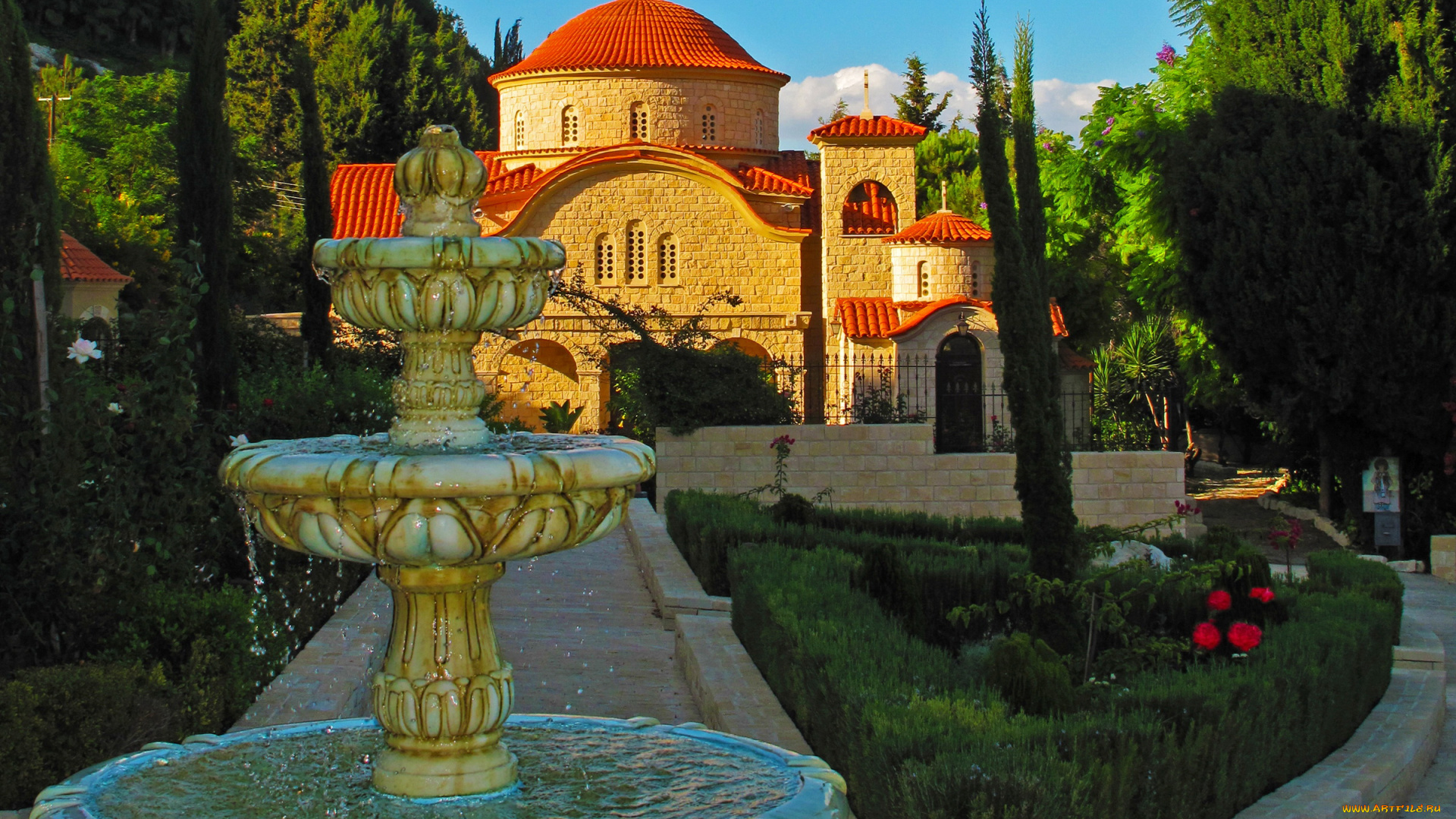 agios, georgios, alamanos, monastery, города, -, католические, соборы, , костелы, , аббатства, кипр, монастырь, фонтан