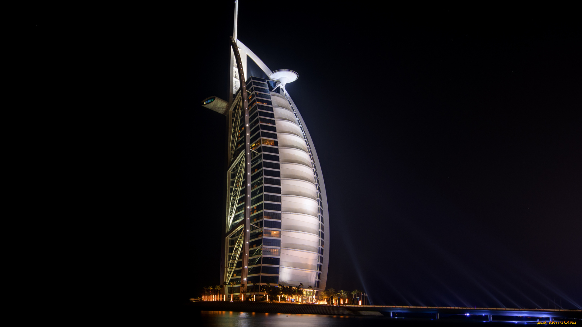 burj, al, arab, hotel, города, дубай, , оаэ, отель, ночь