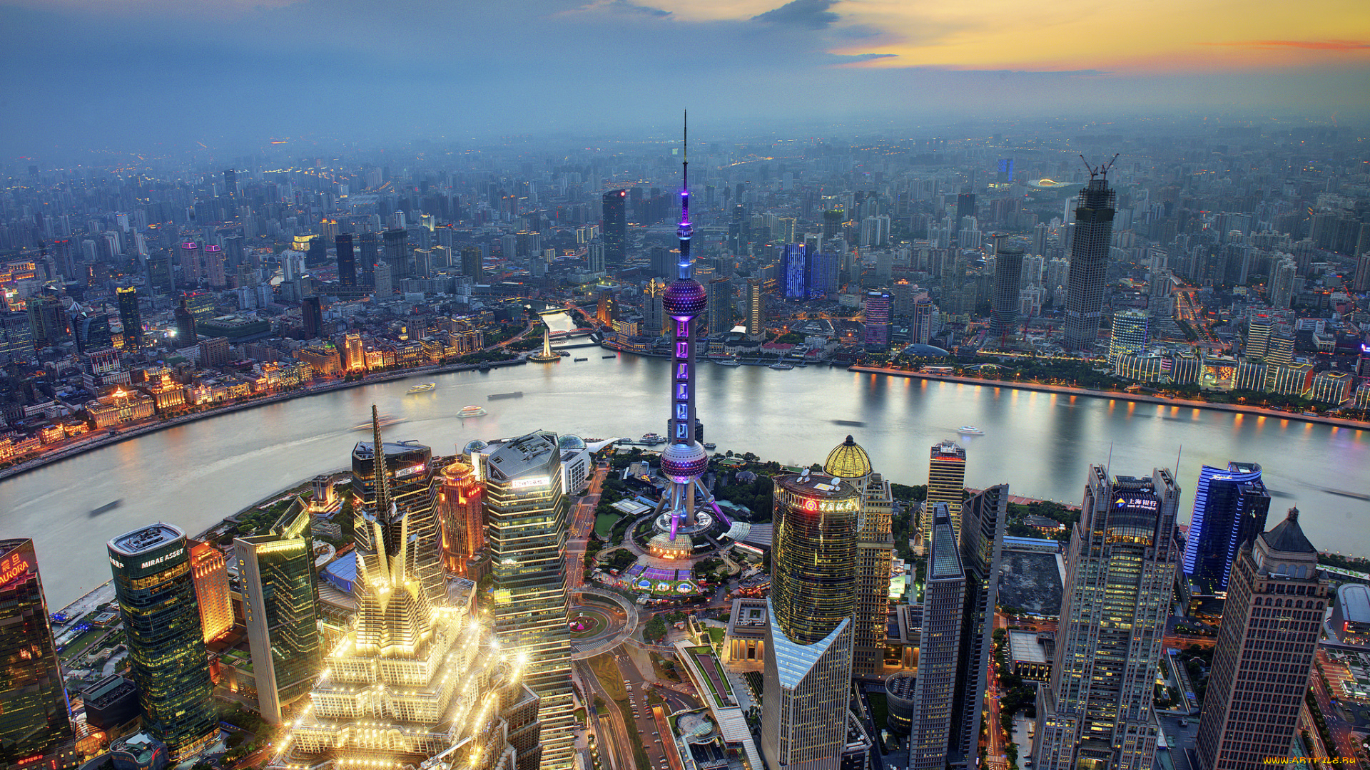 shanghai, города, шанхай, , китай, река, небоскребы, панорама