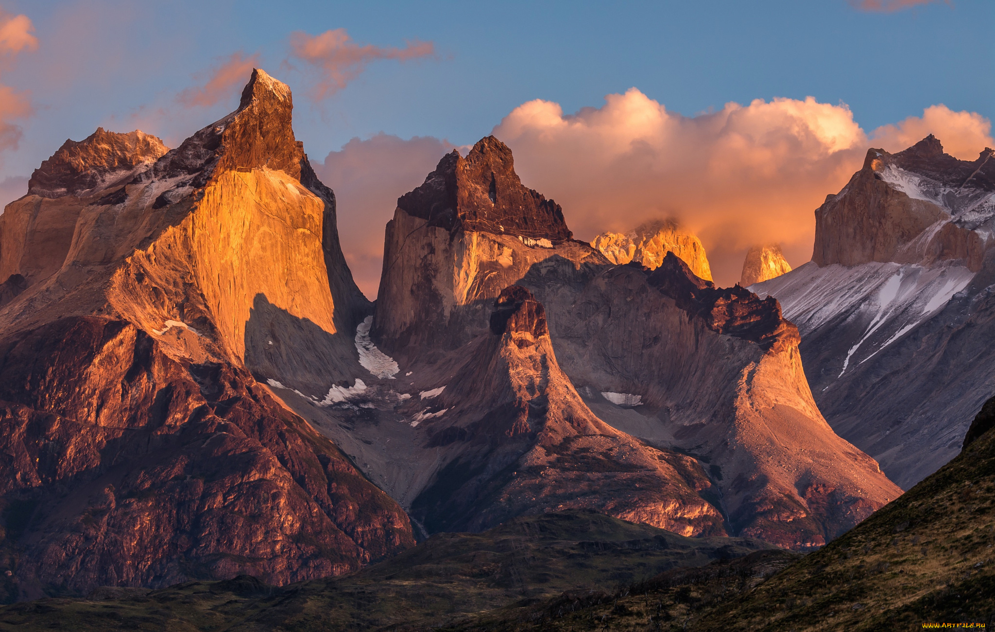 природа, горы, Чили, национальный, парк, торрес-дель-пайне, патагония, южная, америка, анды