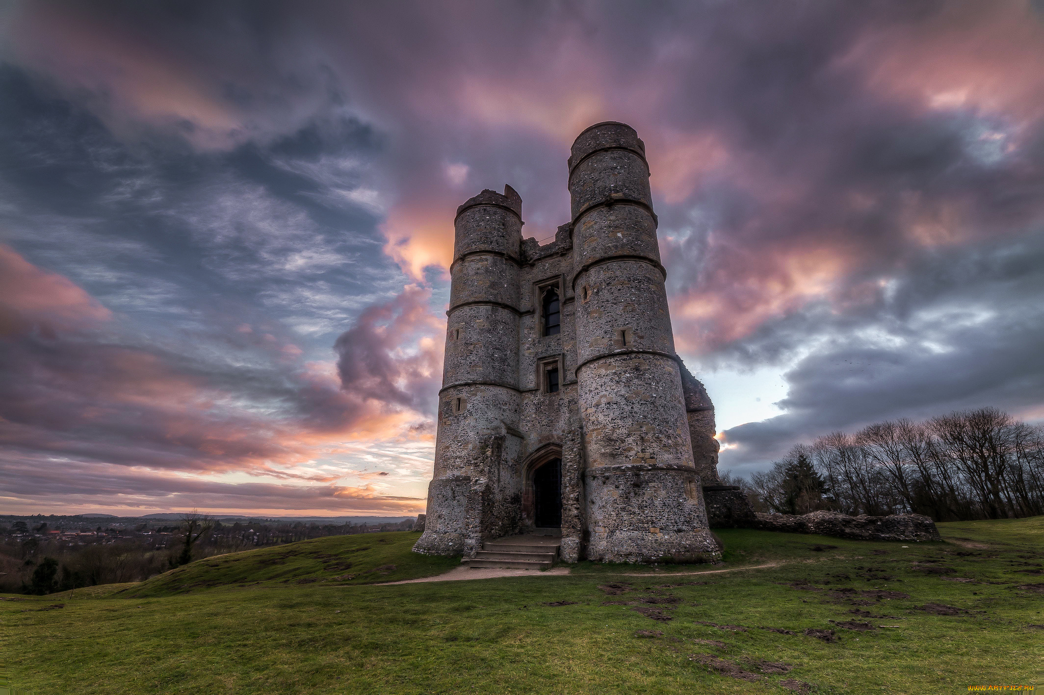 donnington, castle, города, замки, англии, замок, сумрак