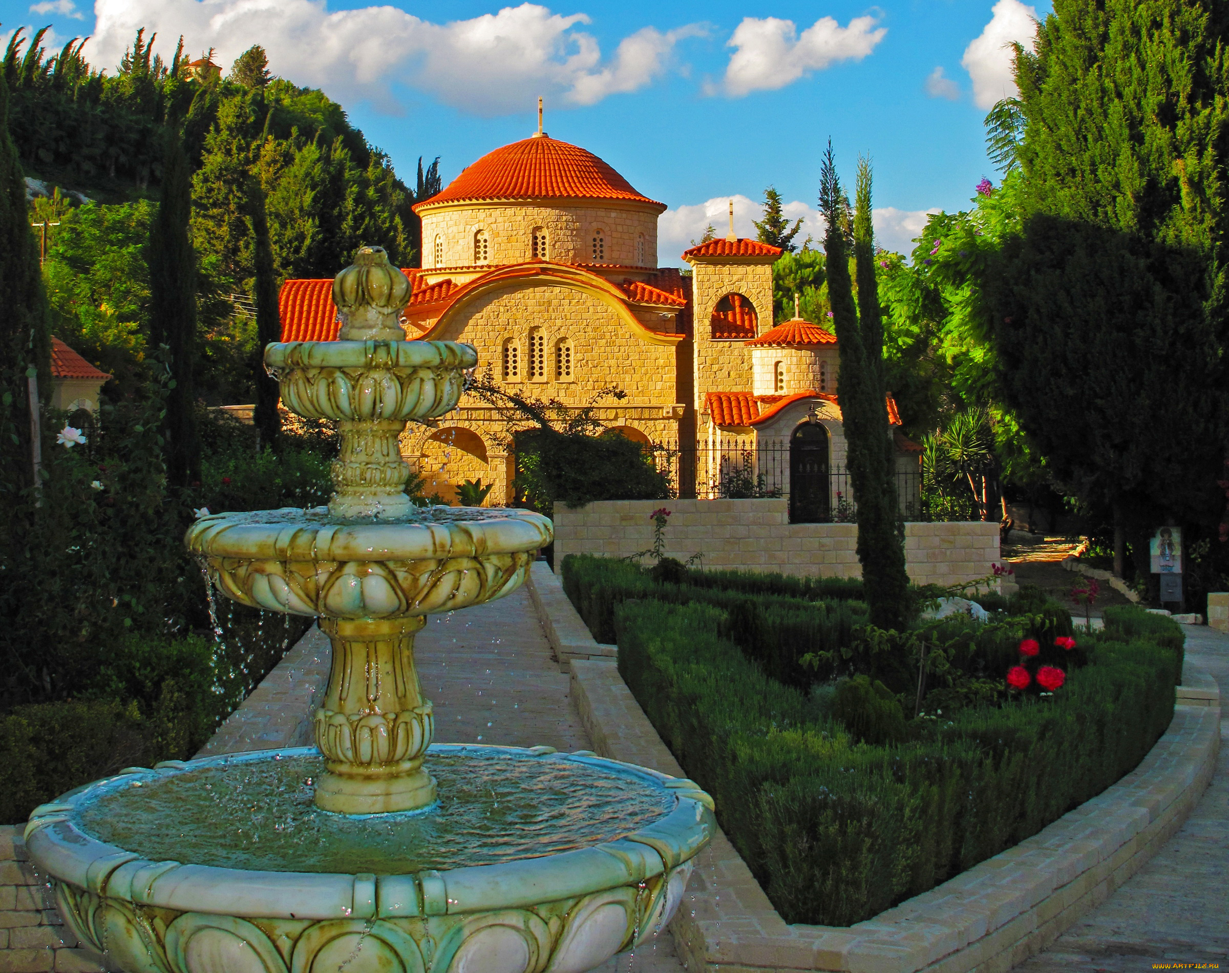 agios, georgios, alamanos, monastery, города, -, католические, соборы, , костелы, , аббатства, кипр, монастырь, фонтан