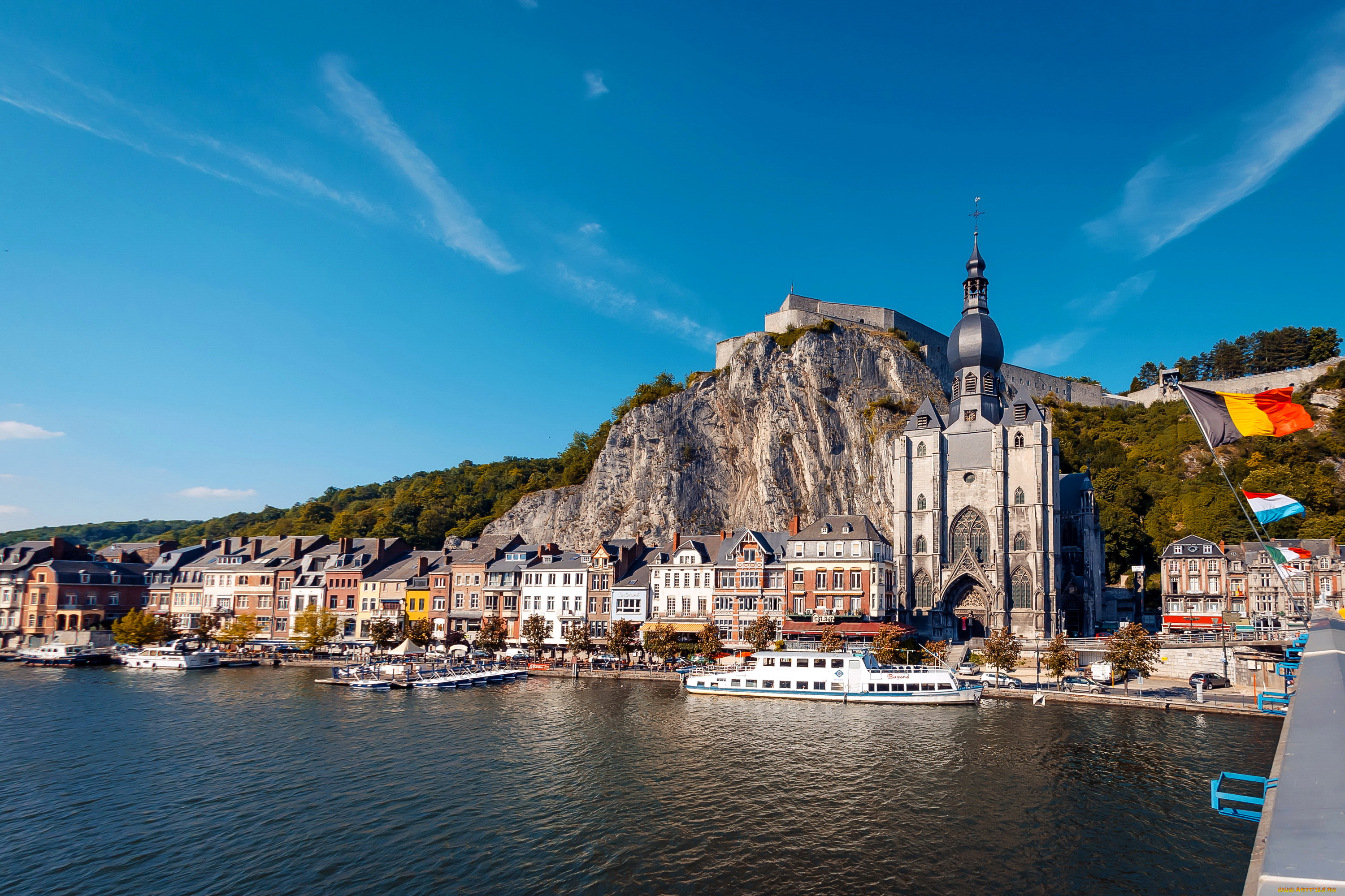 dinant, , бельгия, города, -, улицы, , площади, , набережные, dinant, бельгия, дома, река, набережная, храм