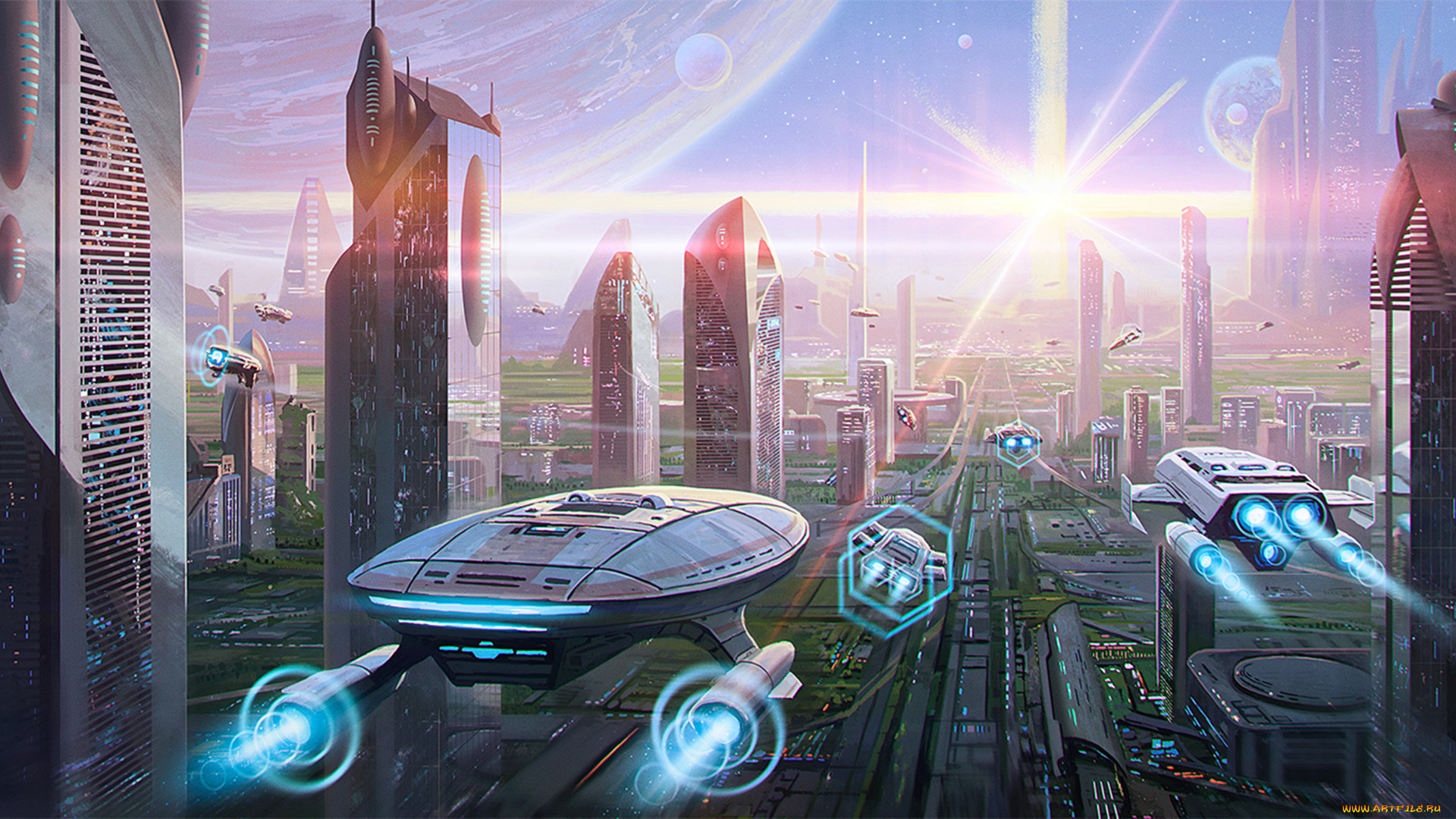 Технологии через 100 лет. Мир в будущем. Футуристический город. Город будущего. Космический город будущего.