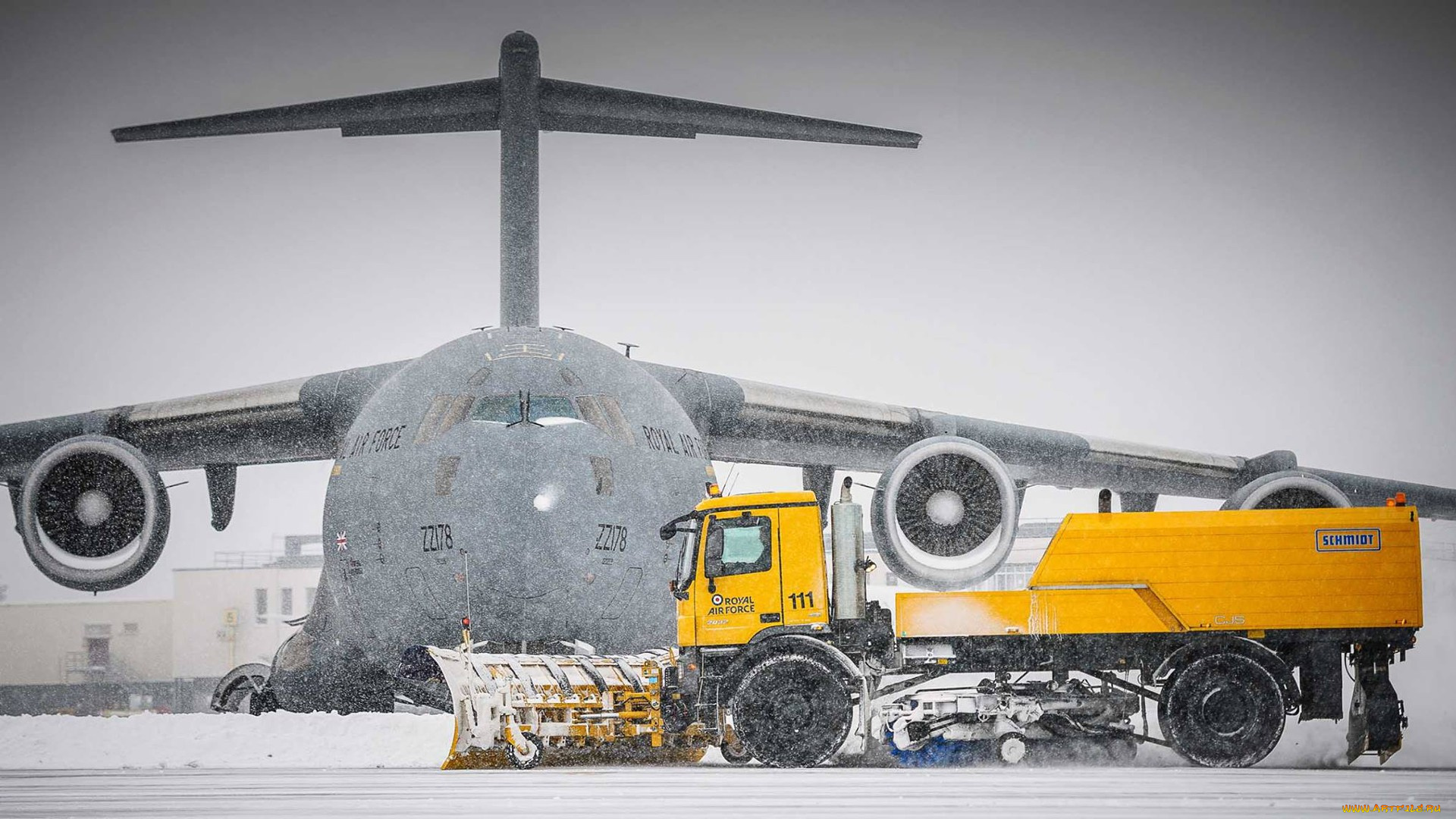 boeing, c-17, globemaster, iii, авиация, военно-транспортные, самолёты, aircraft, military, военно-транспортный, us, air, force, snow, аэродром, снег, зима