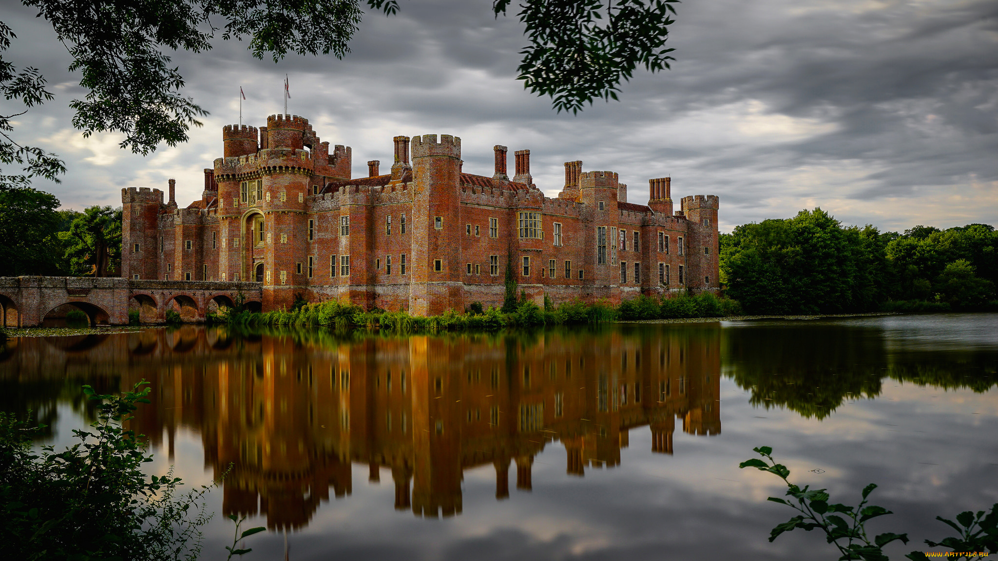 herstmonceux, castle, города, замки, англии, простор