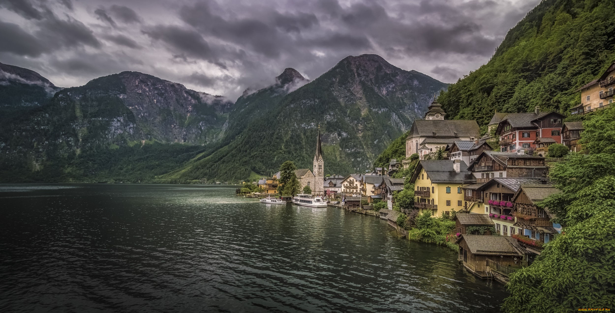 hallstatt, города, гальштат, , австрия, озеро, горы