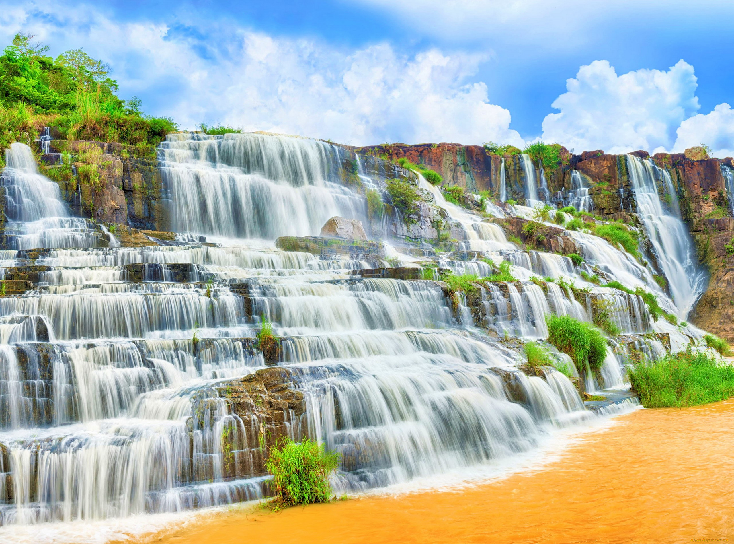 pongour, falls, vietnam, природа, водопады, pongour, falls