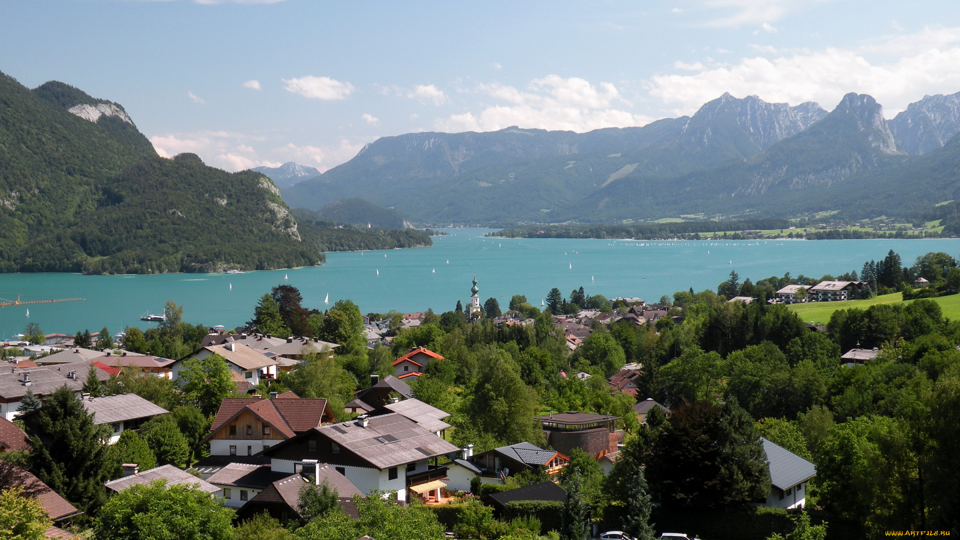 города, пейзажи, salzkamergut, lakes, ausztria