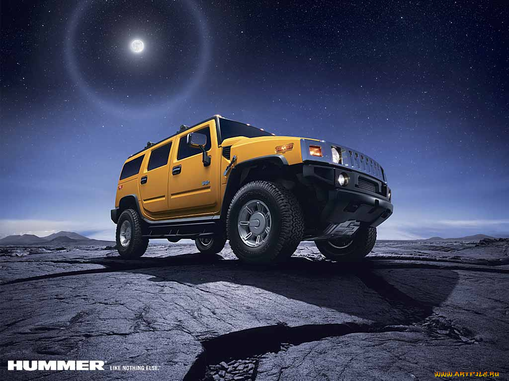 ночи, здесь, тихие, автомобили, hummer