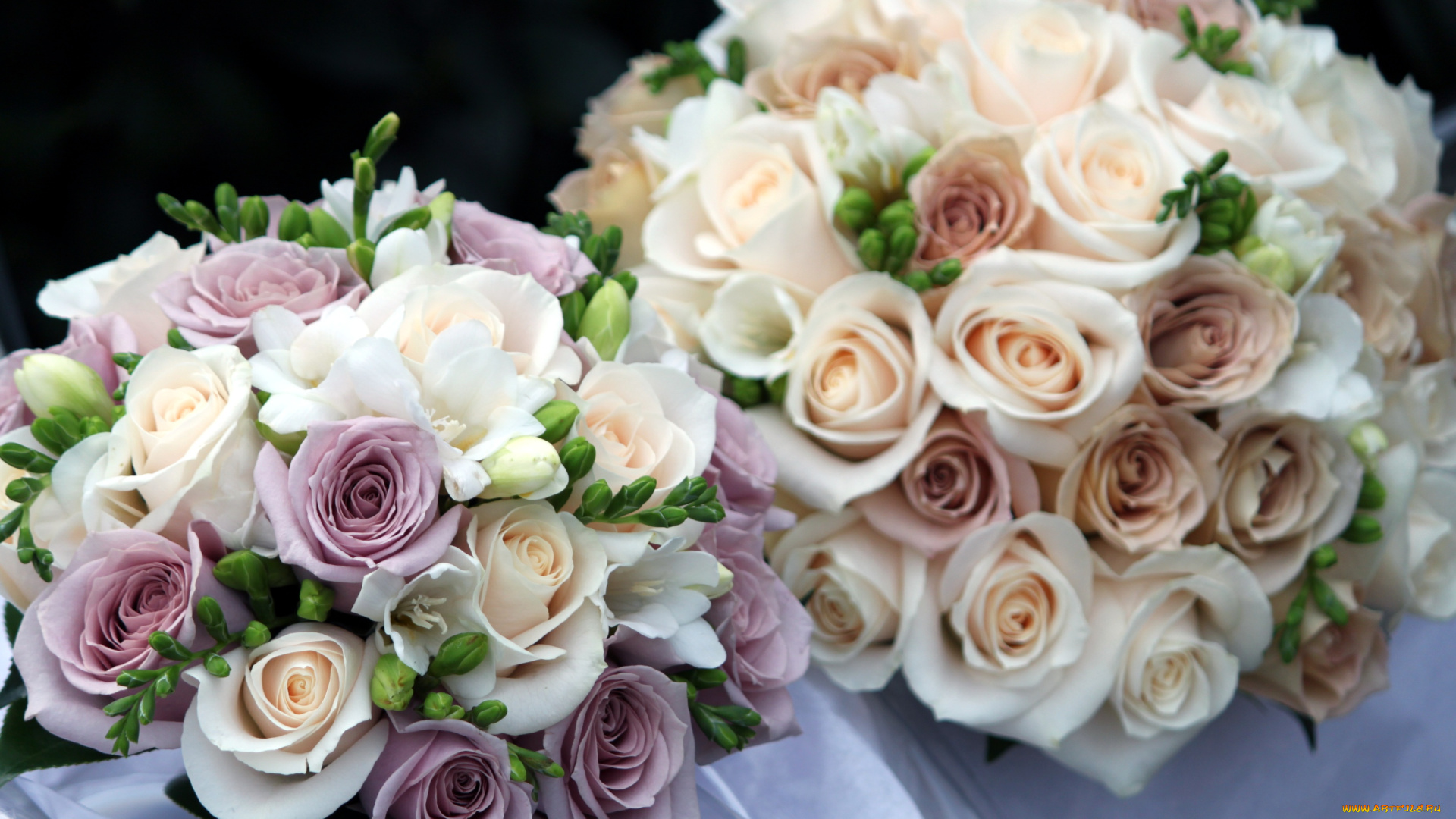 цветы, букеты, композиции, свадебный, розы, фрезия