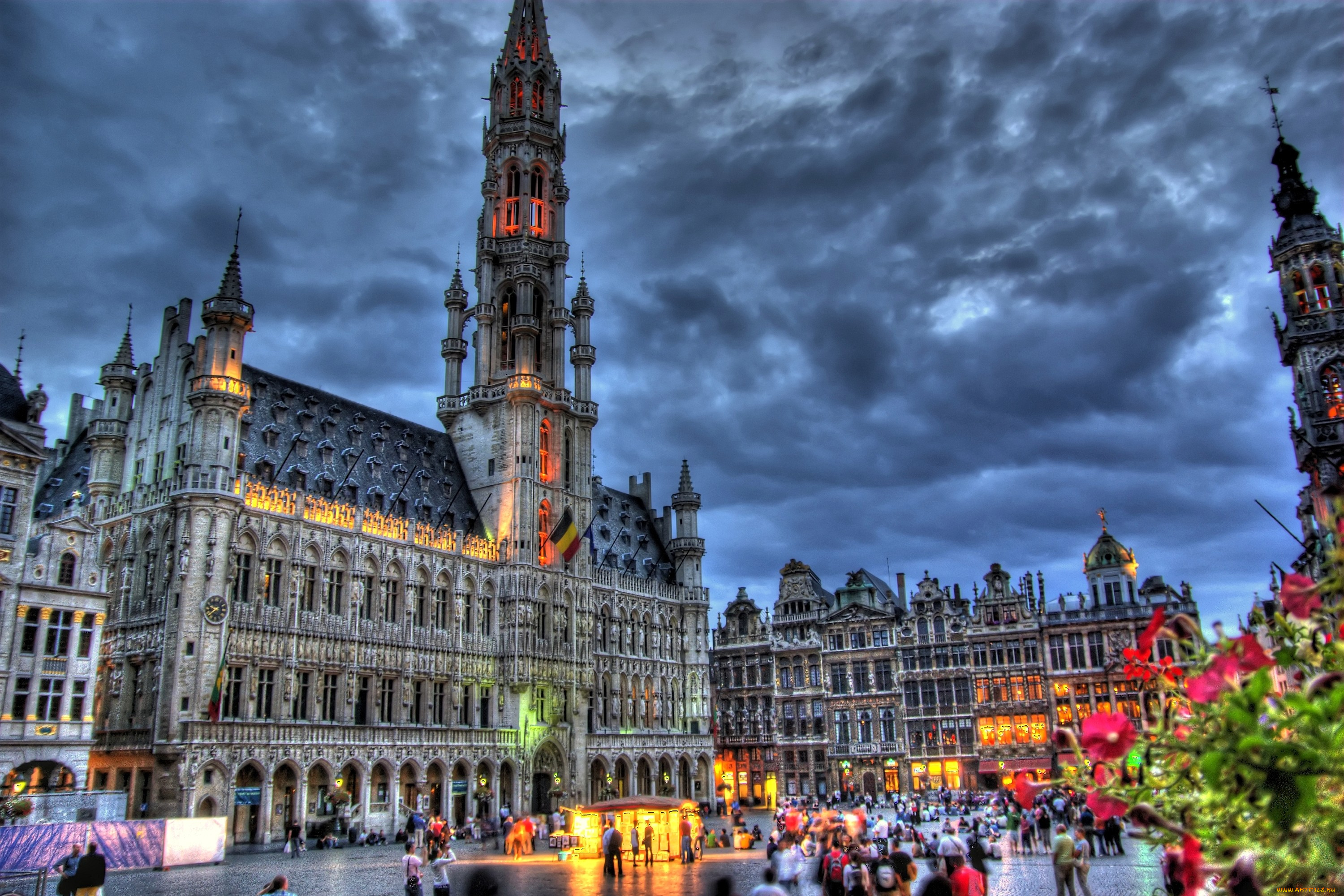 города, брюссель, бельгия, площадь, ратуша, европа