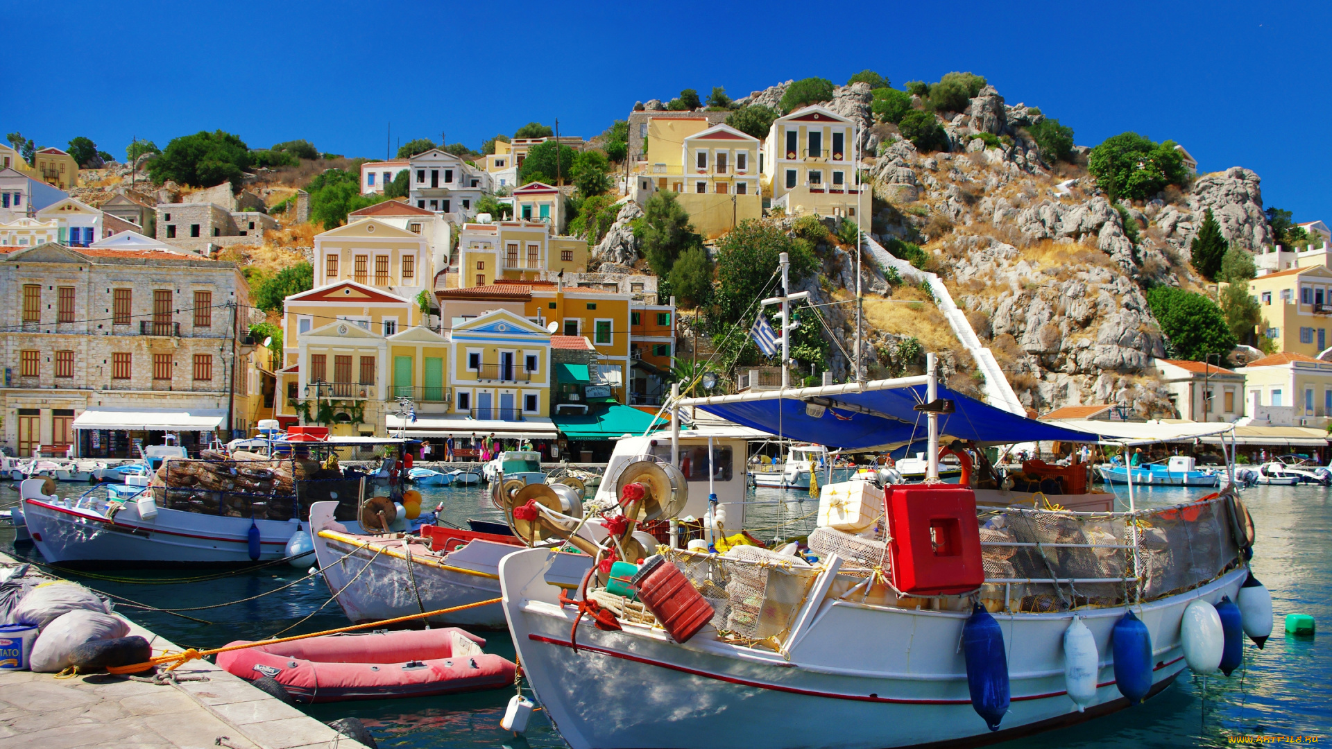 symi, , greece, корабли, порты, , , причалы, greece, сими, греция, причал, гавань, набережная, дома, лодки, баркасы