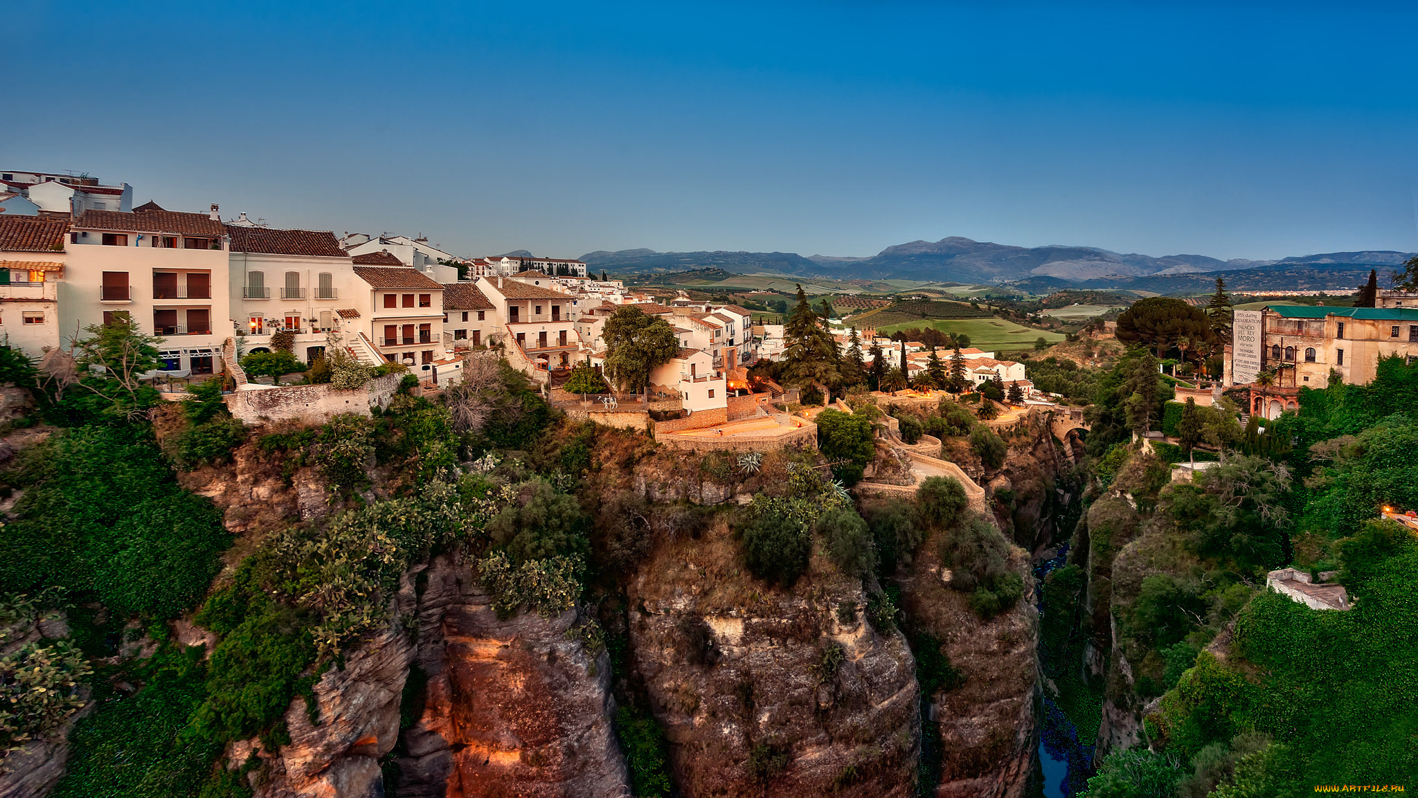 ronda, города, -, пейзажи, поселок, каньон, скалы