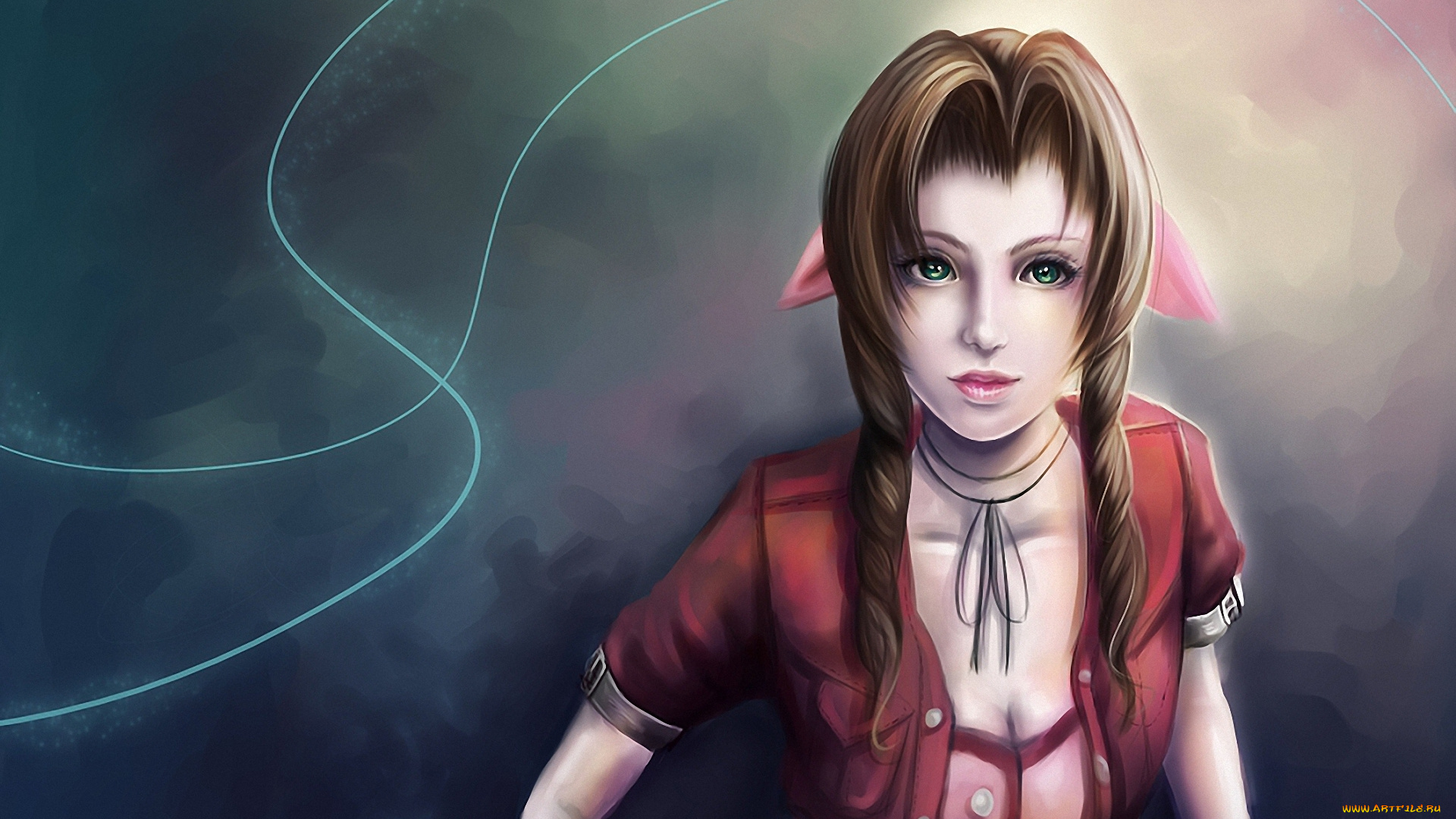 аниме, final, fantasy, взгляд, aeris, девушка, gainsborough