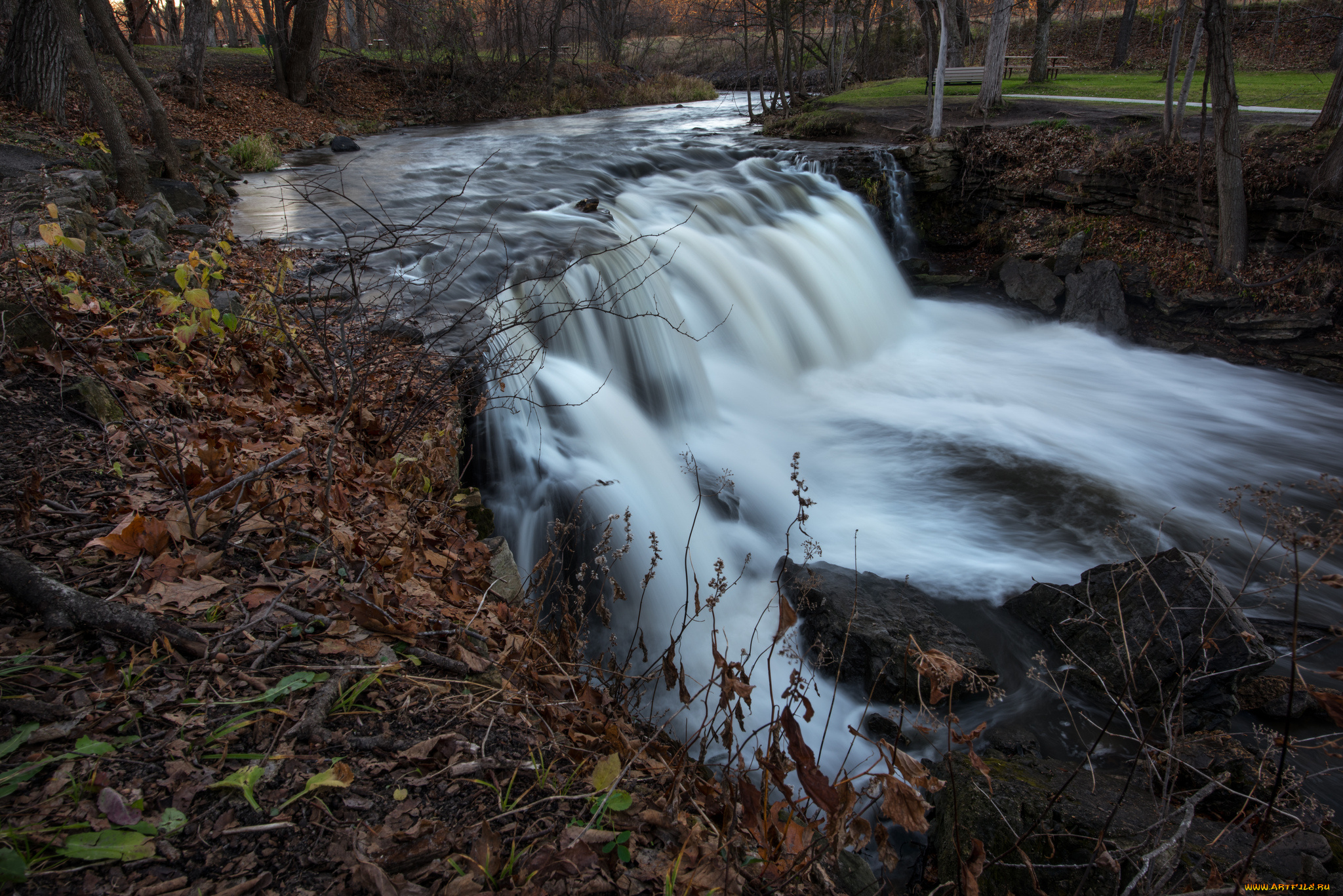 природа, водопады, водопад, река, лес